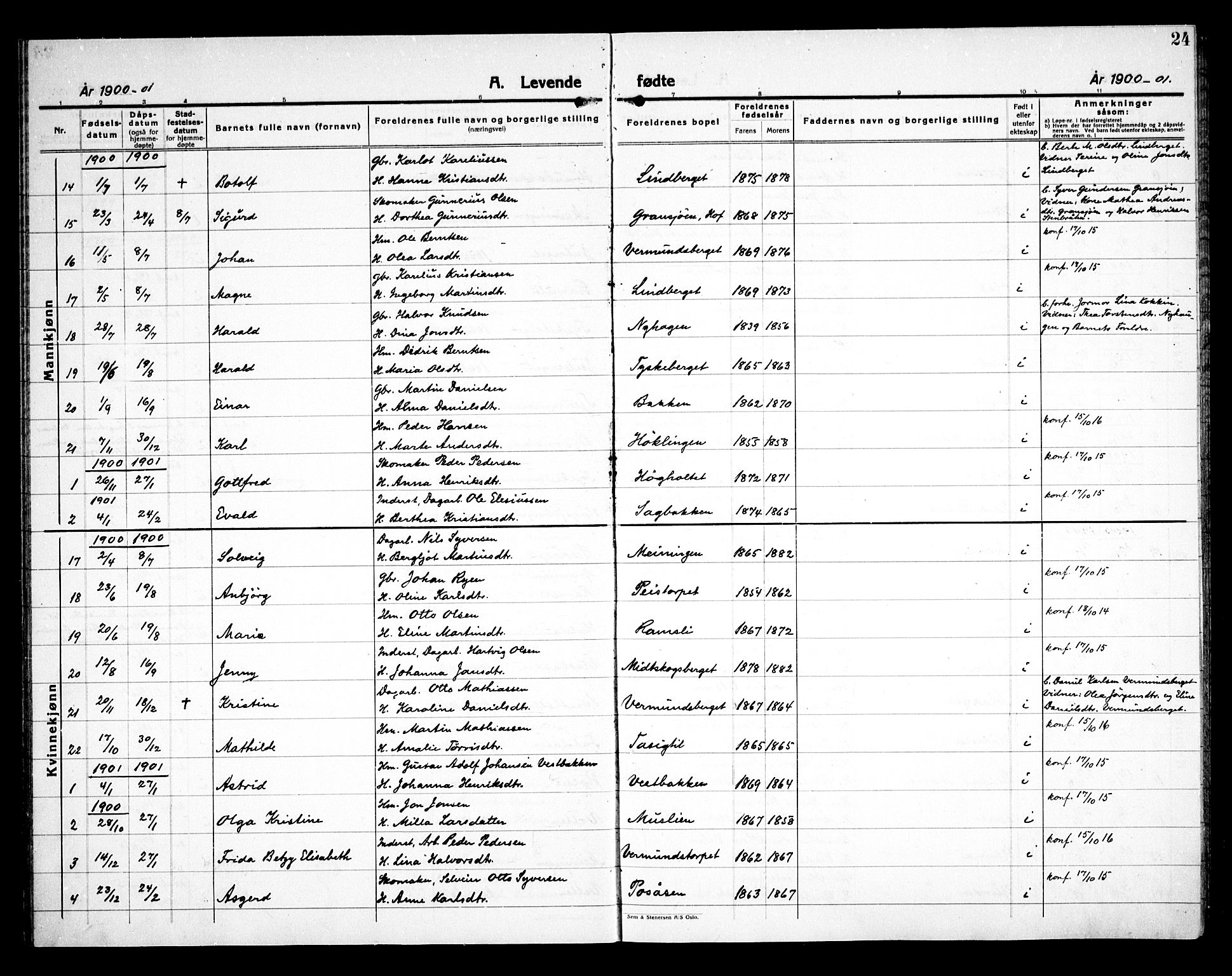 Åsnes prestekontor, AV/SAH-PREST-042/H/Ha/Haa/L0000E: Parish register (official) no. 0C, 1890-1929, p. 24