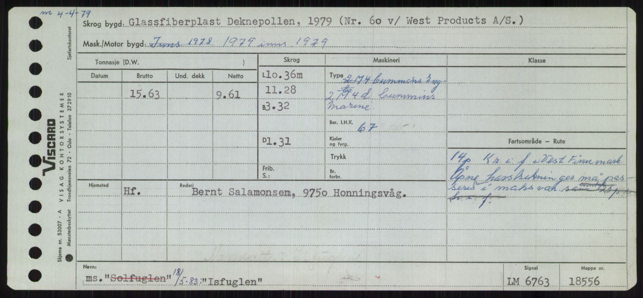 Sjøfartsdirektoratet med forløpere, Skipsmålingen, RA/S-1627/H/Ha/L0003/0001: Fartøy, Hilm-Mar / Fartøy, Hilm-Kol, p. 383