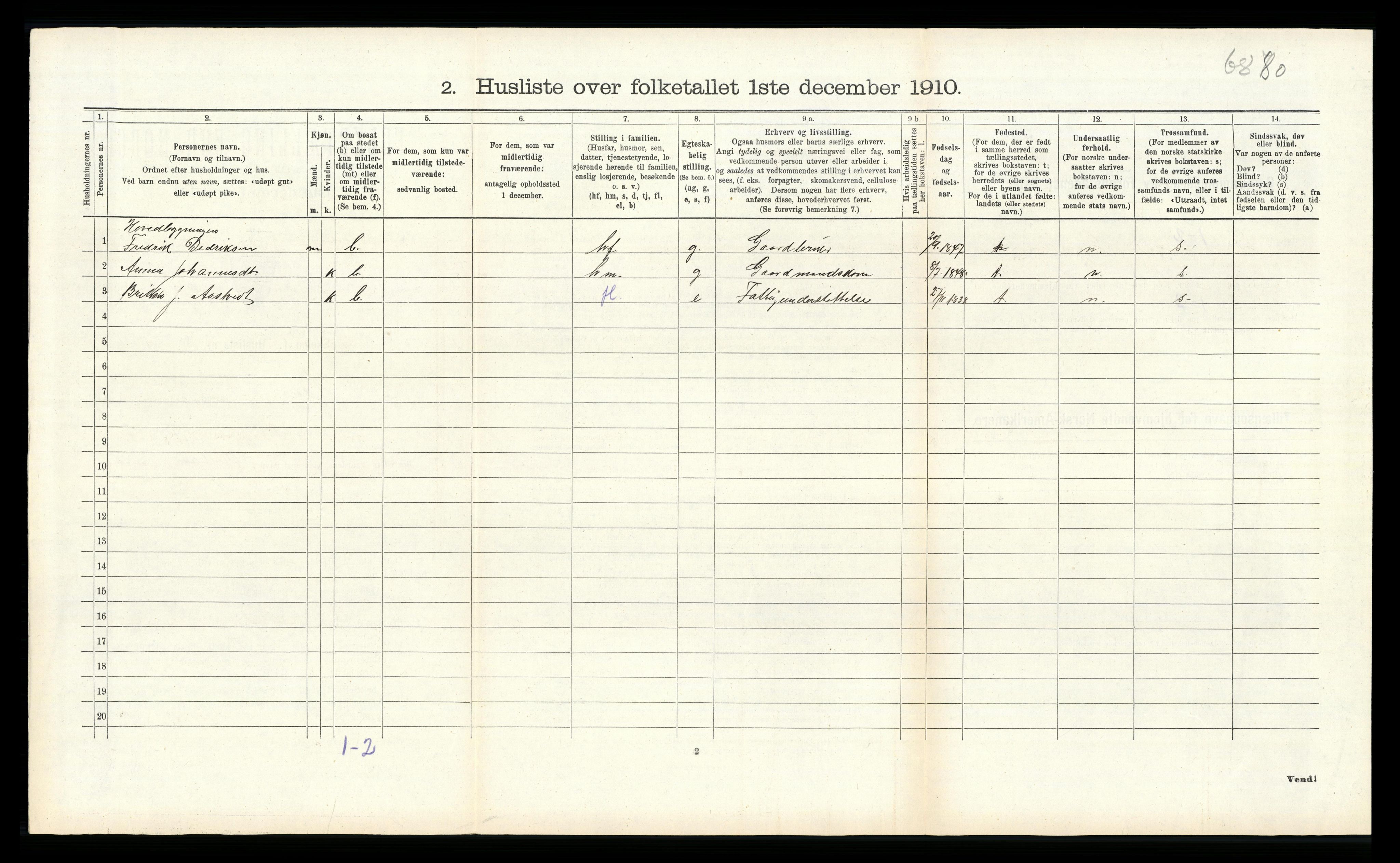 RA, 1910 census for Haus, 1910, p. 1237