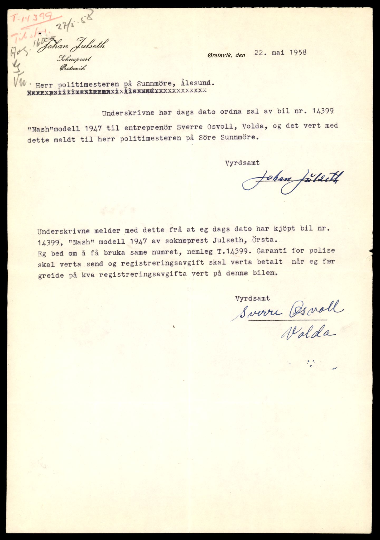 Møre og Romsdal vegkontor - Ålesund trafikkstasjon, AV/SAT-A-4099/F/Fe/L0045: Registreringskort for kjøretøy T 14320 - T 14444, 1927-1998, p. 2051
