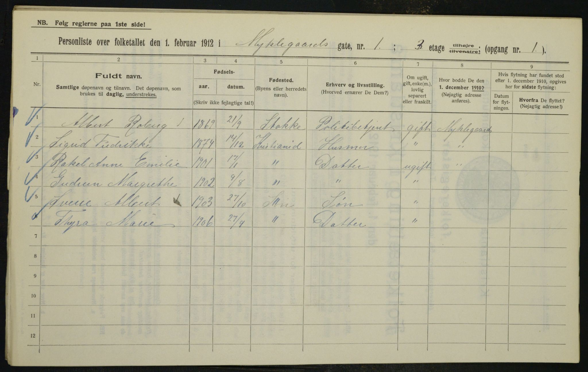 OBA, Municipal Census 1912 for Kristiania, 1912, p. 68717