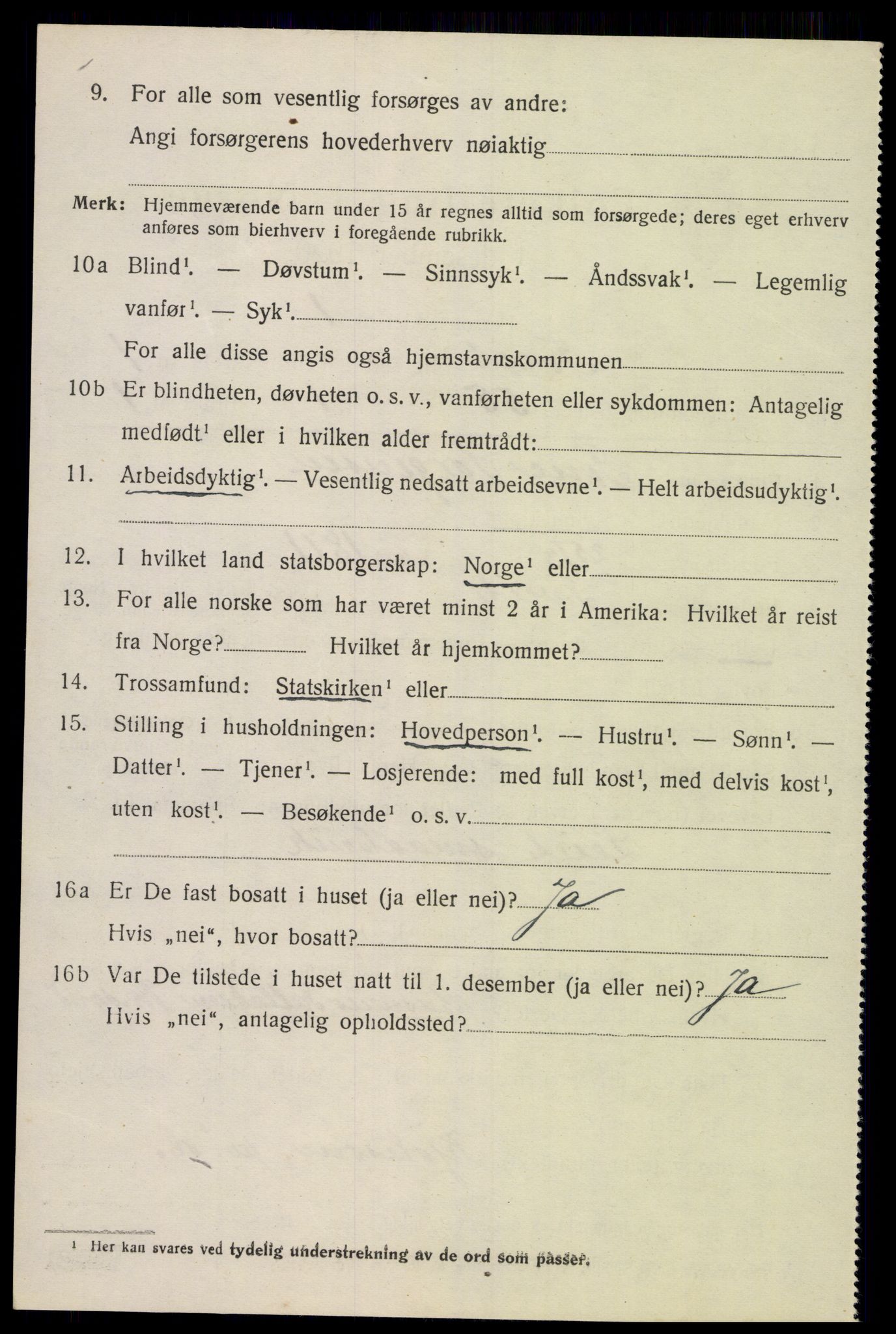 SAK, 1920 census for Tveit, 1920, p. 1223