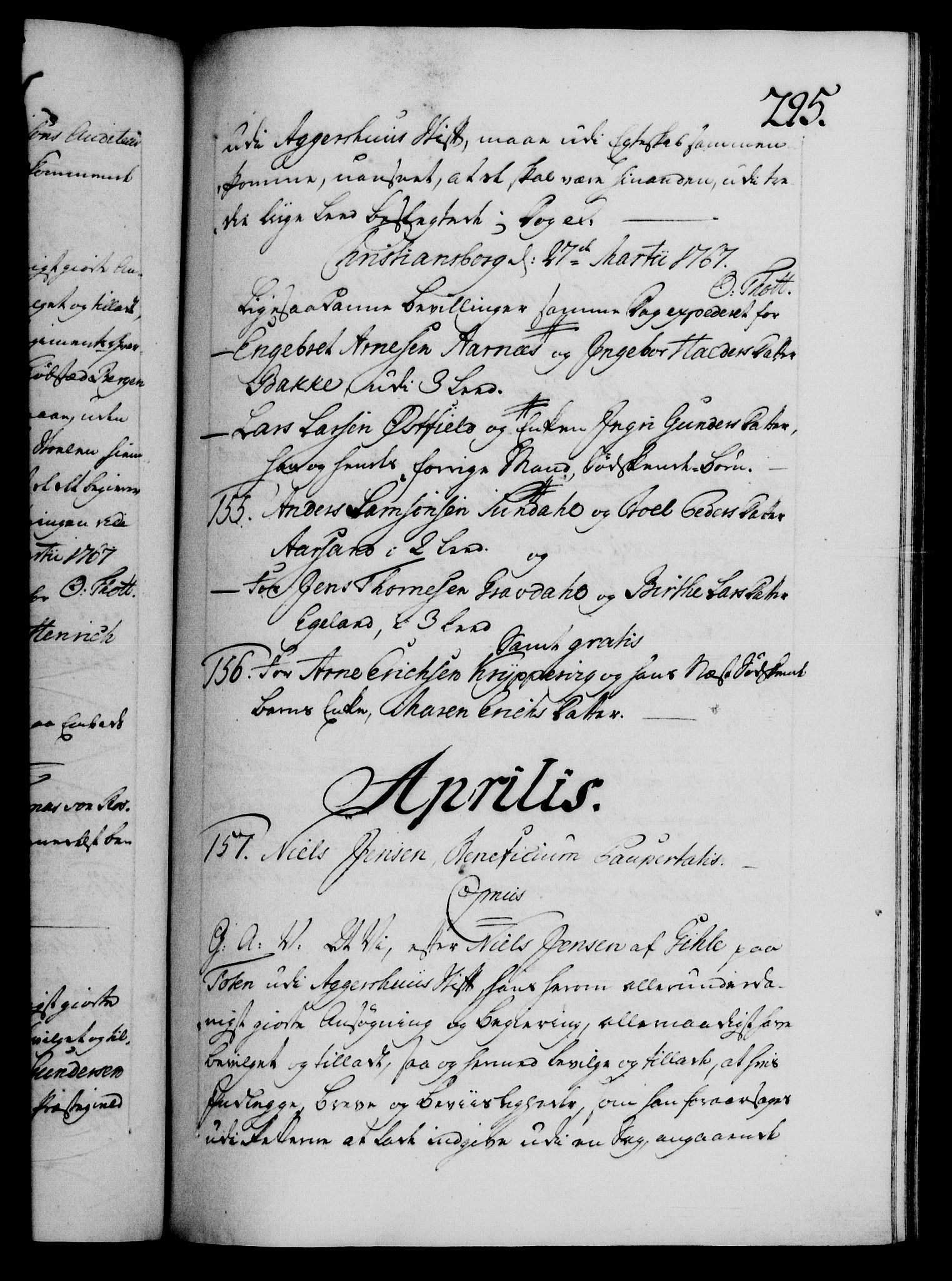 Danske Kanselli 1572-1799, AV/RA-EA-3023/F/Fc/Fca/Fcaa/L0043: Norske registre, 1766-1768, p. 295a