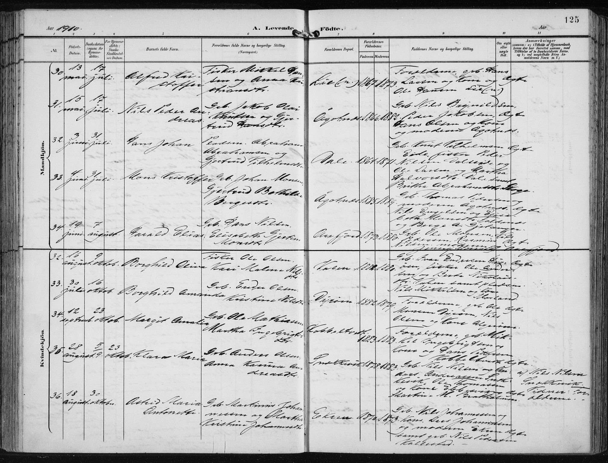Fjell sokneprestembete, SAB/A-75301/H/Haa: Parish register (official) no. A  9, 1899-1910, p. 125