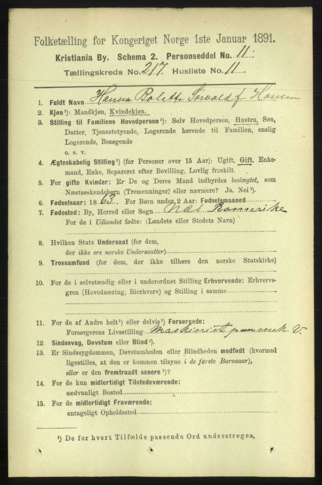 RA, 1891 census for 0301 Kristiania, 1891, p. 128533