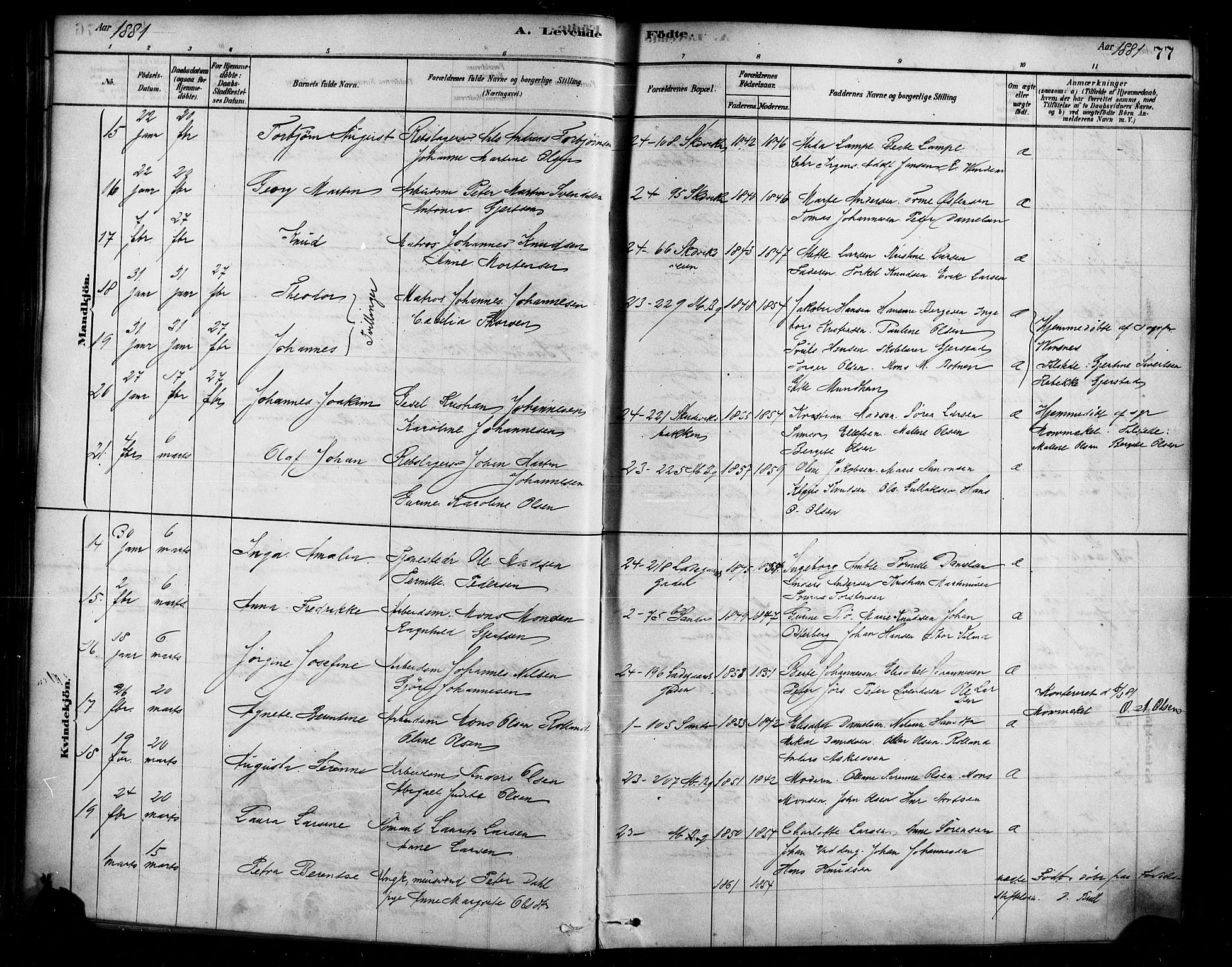 Sandviken Sokneprestembete, AV/SAB-A-77601/H/Ha/L0004: Parish register (official) no. B 1, 1878-1891, p. 77