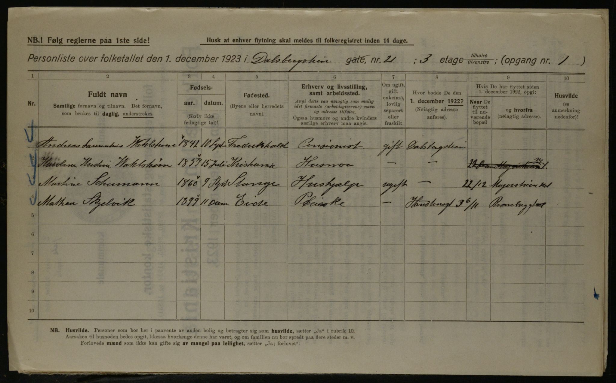 OBA, Municipal Census 1923 for Kristiania, 1923, p. 16187