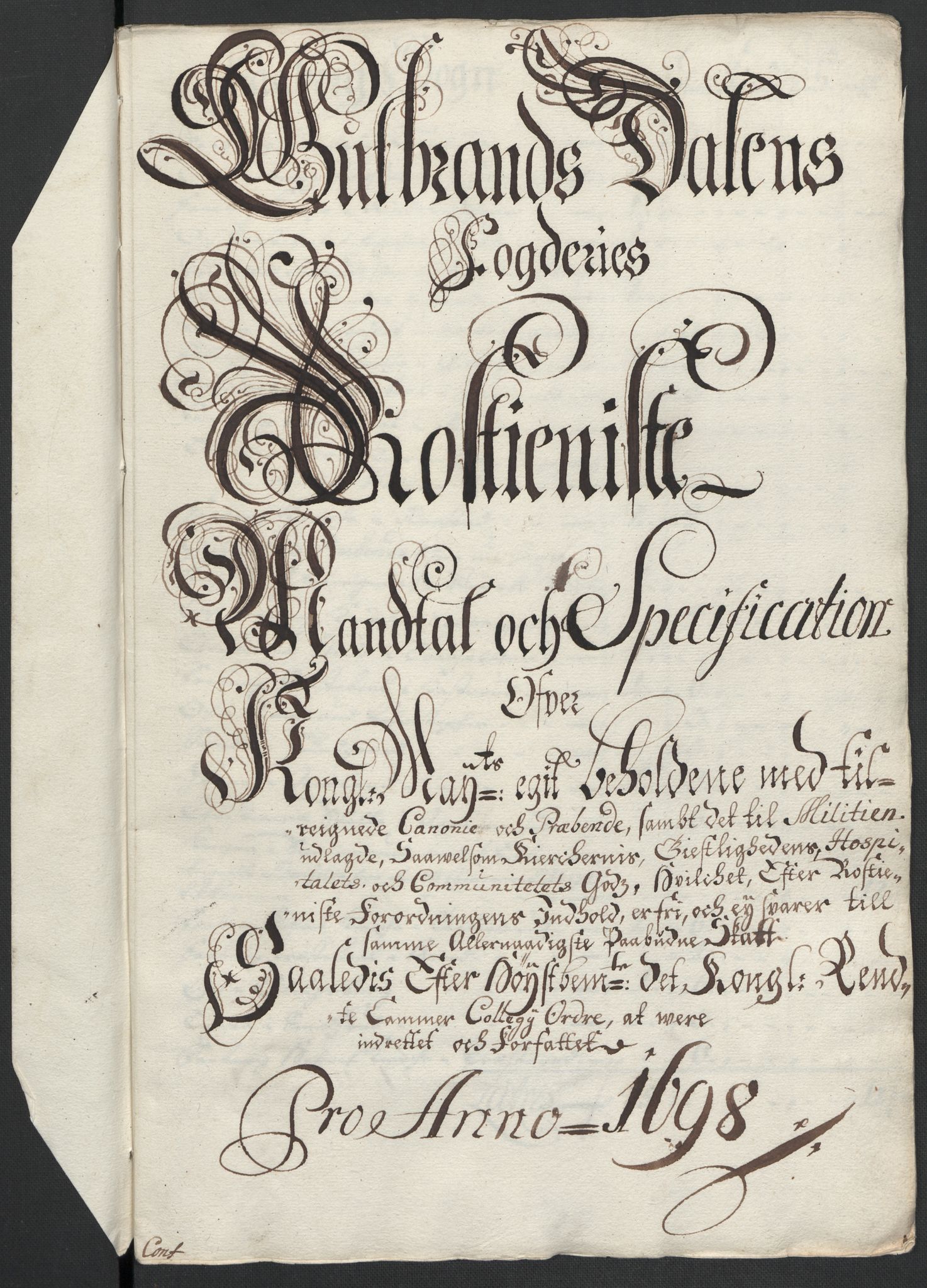 Rentekammeret inntil 1814, Reviderte regnskaper, Fogderegnskap, RA/EA-4092/R17/L1171: Fogderegnskap Gudbrandsdal, 1698, p. 197