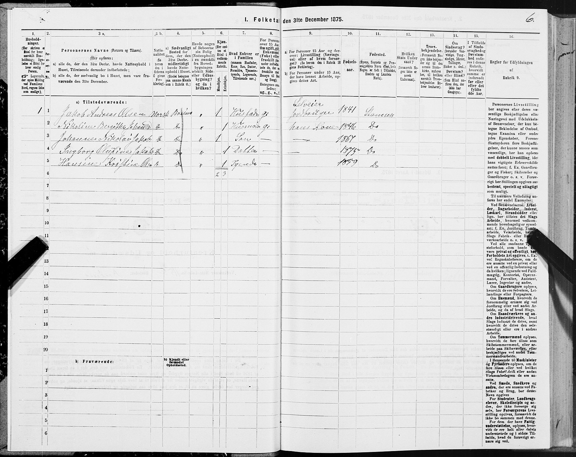 SAT, 1875 census for 1820P Alstahaug, 1875, p. 3006