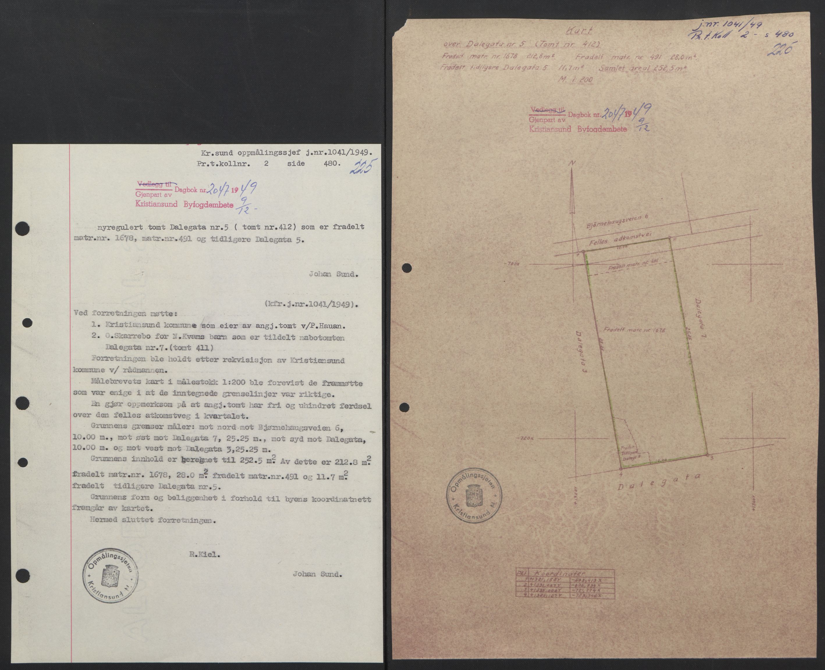 Kristiansund byfogd, AV/SAT-A-4587/A/27: Mortgage book no. 42, 1947-1950, Diary no: : 2047/1949