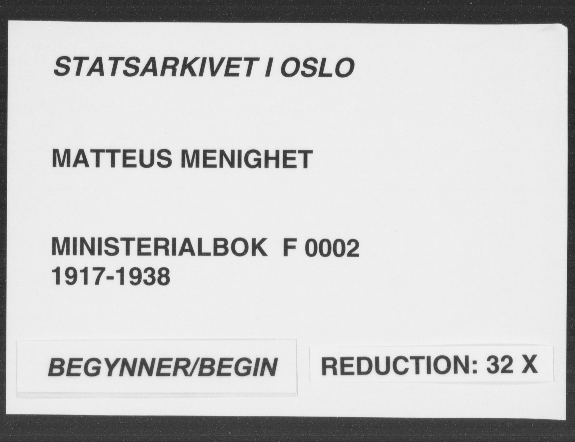 Matteus prestekontor Kirkebøker, SAO/A-10870/F/Fa/L0002: Parish register (official) no. 2, 1917-1938