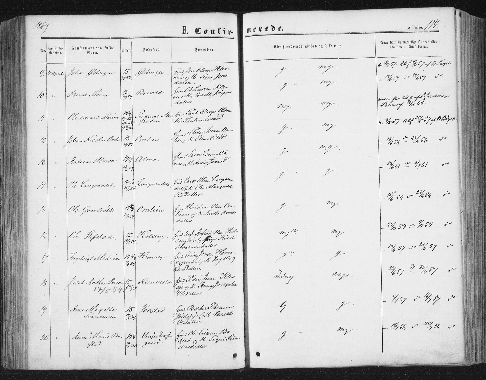 Ministerialprotokoller, klokkerbøker og fødselsregistre - Nord-Trøndelag, SAT/A-1458/749/L0472: Parish register (official) no. 749A06, 1857-1873, p. 114