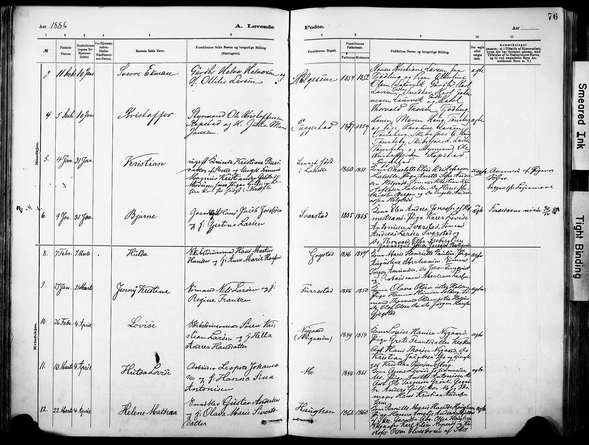 Sandar kirkebøker, AV/SAKO-A-243/F/Fa/L0012: Parish register (official) no. 12, 1883-1895, p. 76