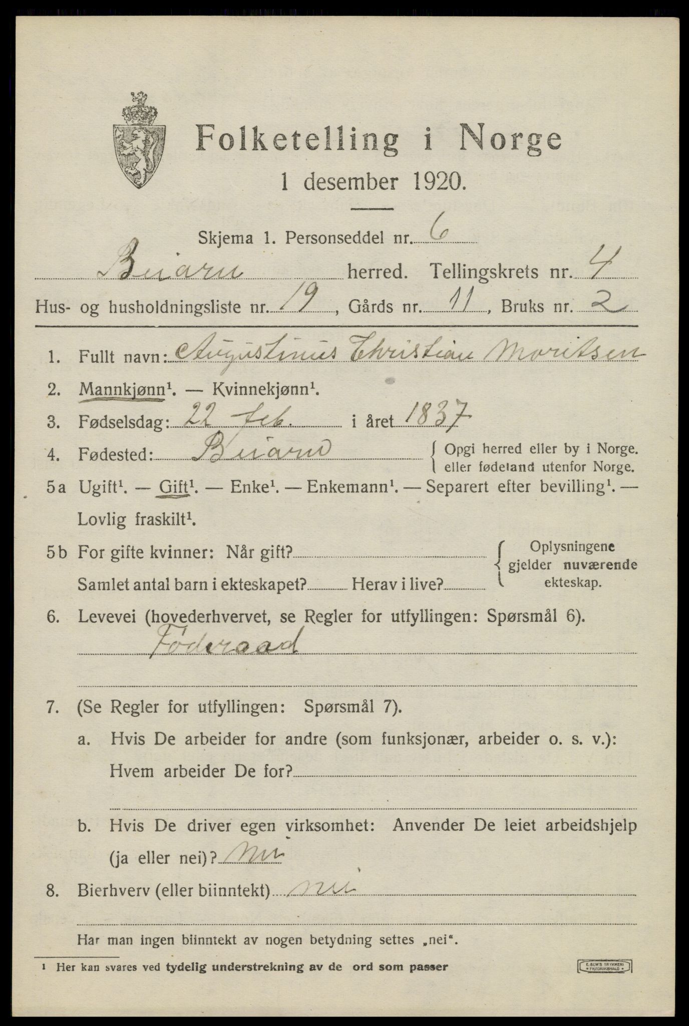 SAT, 1920 census for Beiarn, 1920, p. 1904