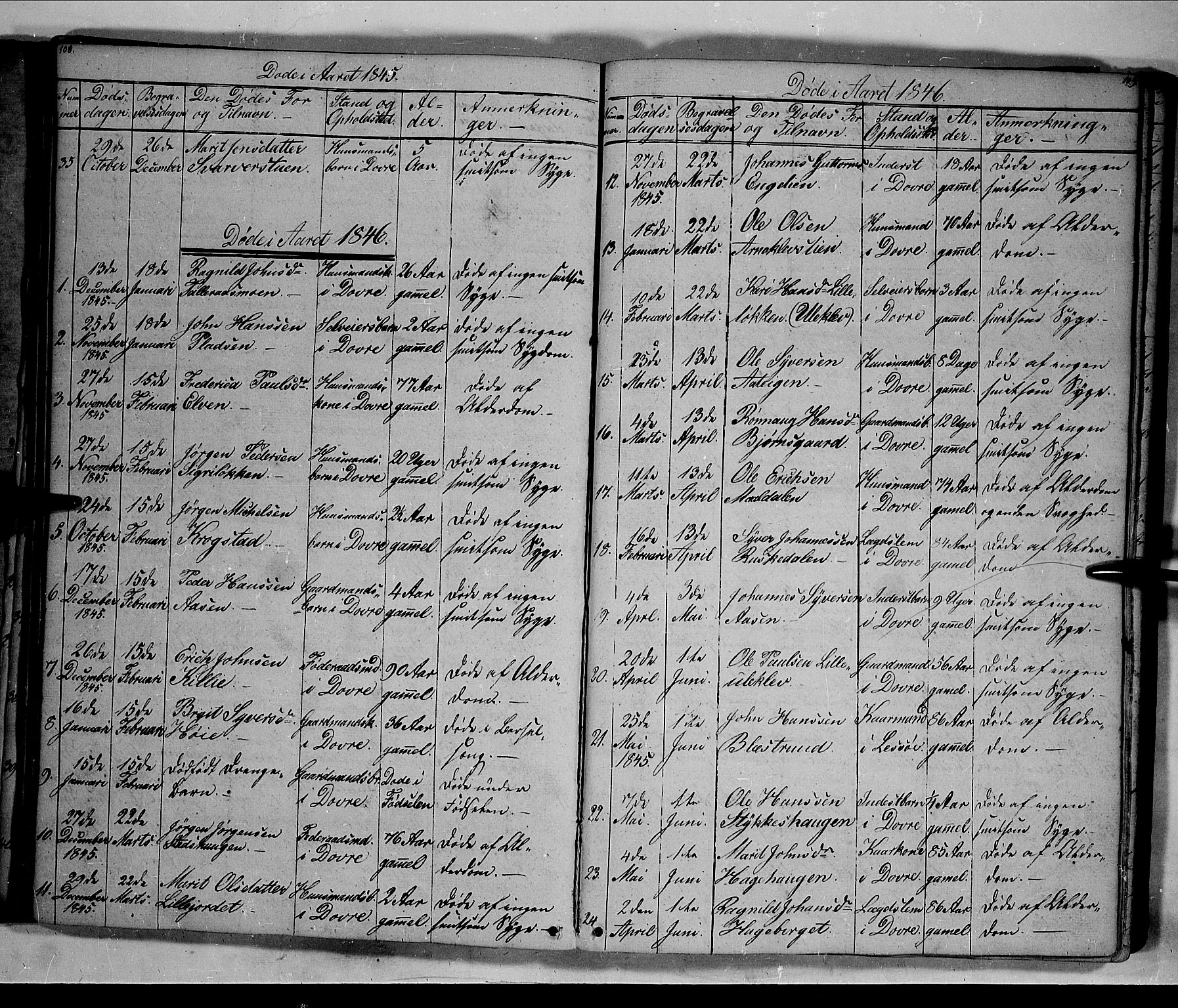 Lesja prestekontor, SAH/PREST-068/H/Ha/Hab/L0003: Parish register (copy) no. 3, 1842-1862, p. 108-109