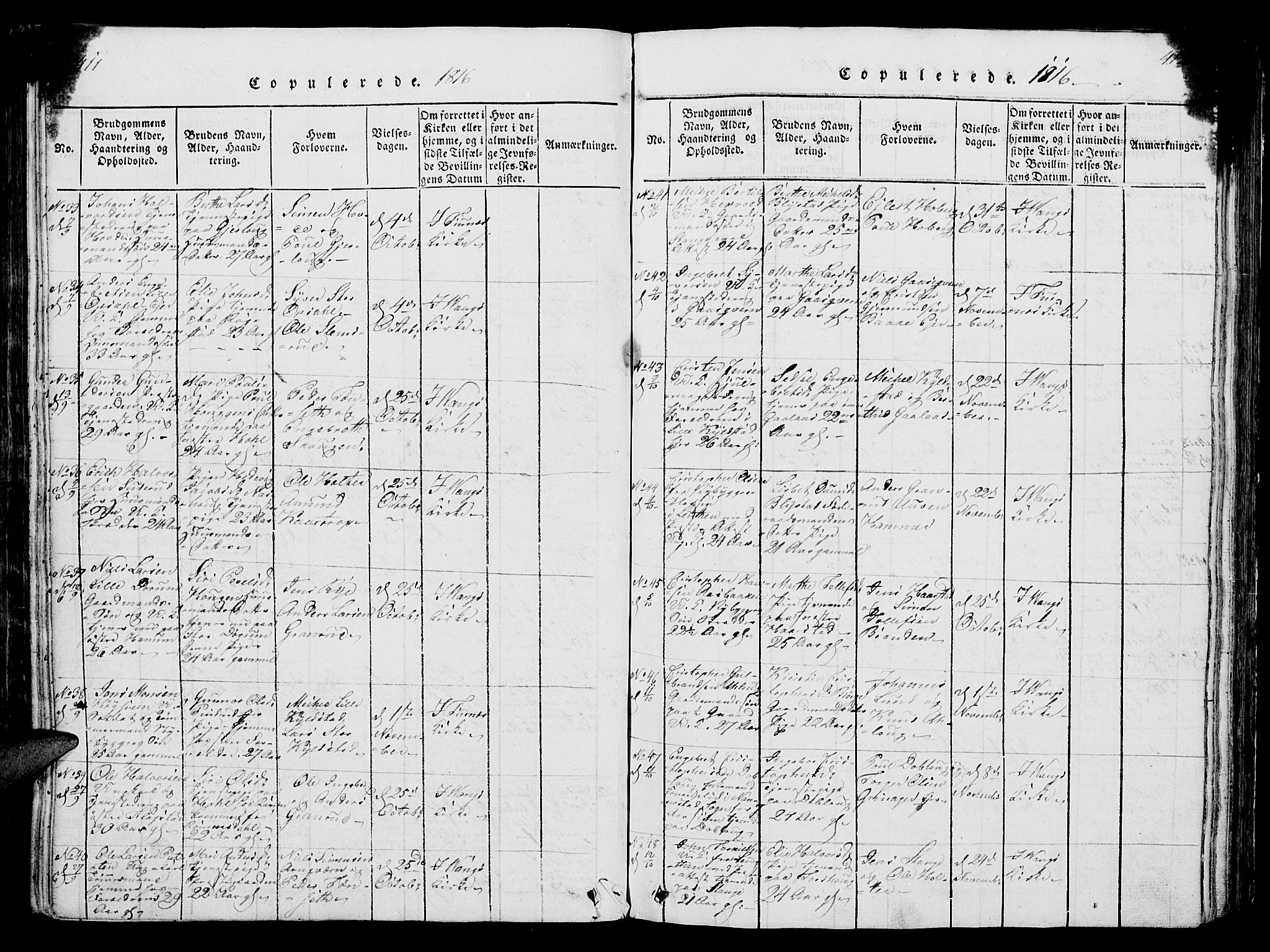 Vang prestekontor, Hedmark, AV/SAH-PREST-008/H/Ha/Hab/L0004: Parish register (copy) no. 4, 1813-1827, p. 411-412