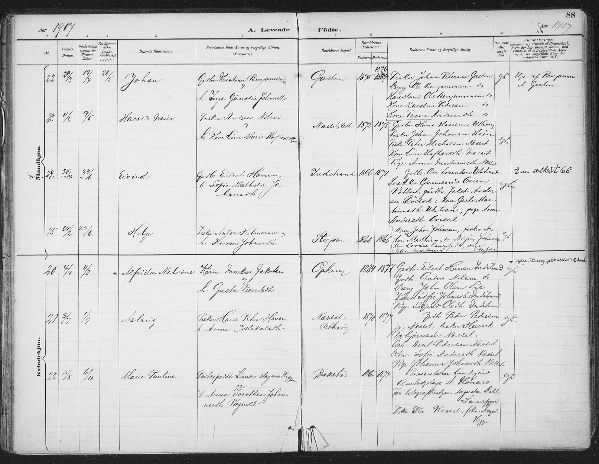 Ministerialprotokoller, klokkerbøker og fødselsregistre - Sør-Trøndelag, AV/SAT-A-1456/659/L0743: Parish register (official) no. 659A13, 1893-1910, p. 88