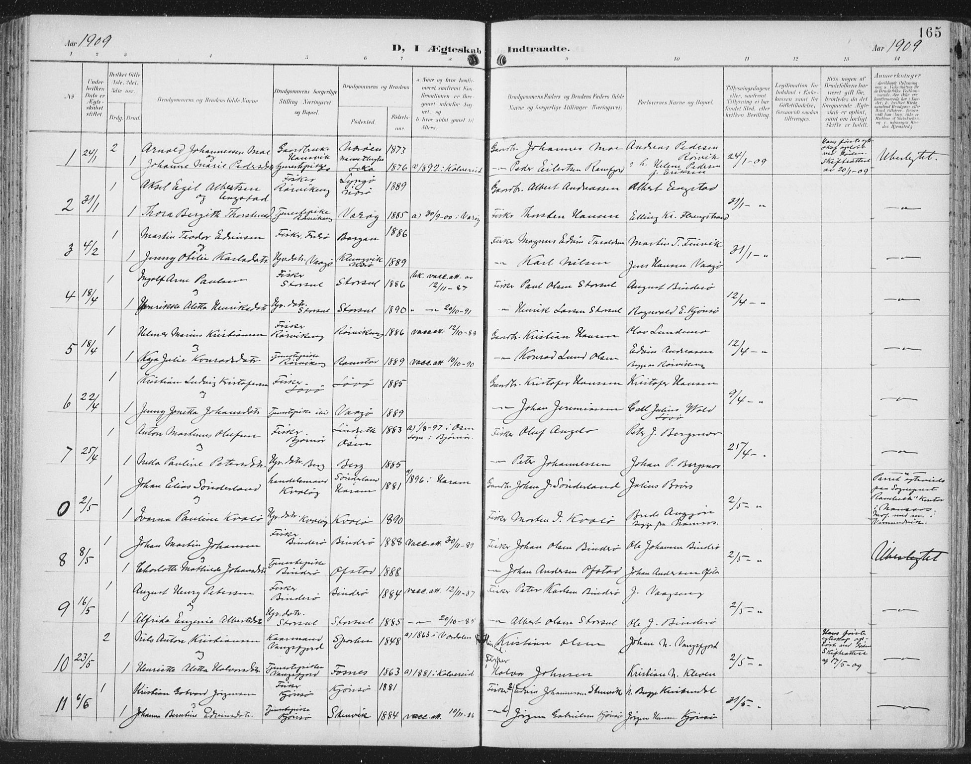 Ministerialprotokoller, klokkerbøker og fødselsregistre - Nord-Trøndelag, SAT/A-1458/786/L0688: Parish register (official) no. 786A04, 1899-1912, p. 165