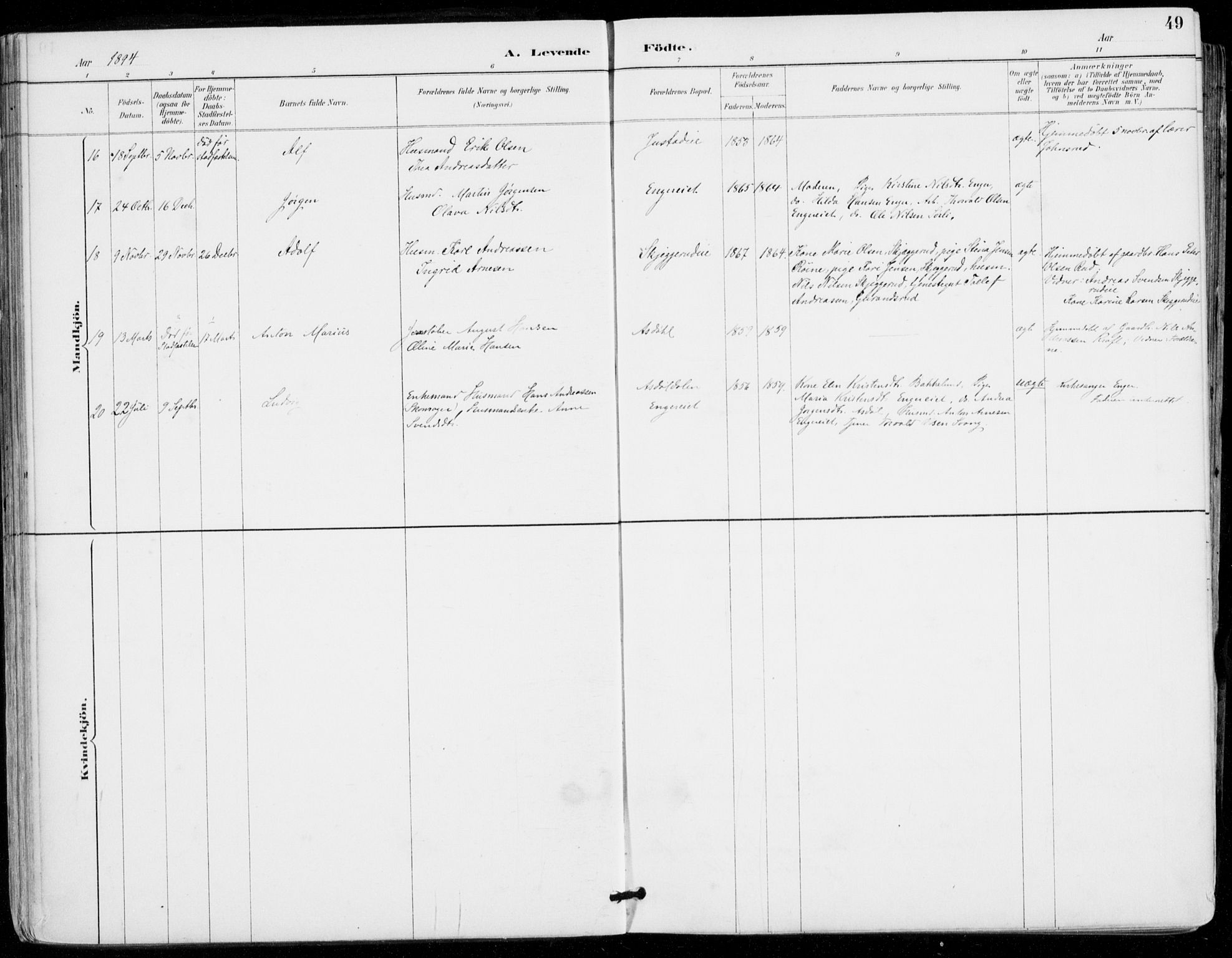 Sylling kirkebøker, AV/SAKO-A-247/F/Fa/L0001: Parish register (official) no. 1, 1883-1910, p. 49