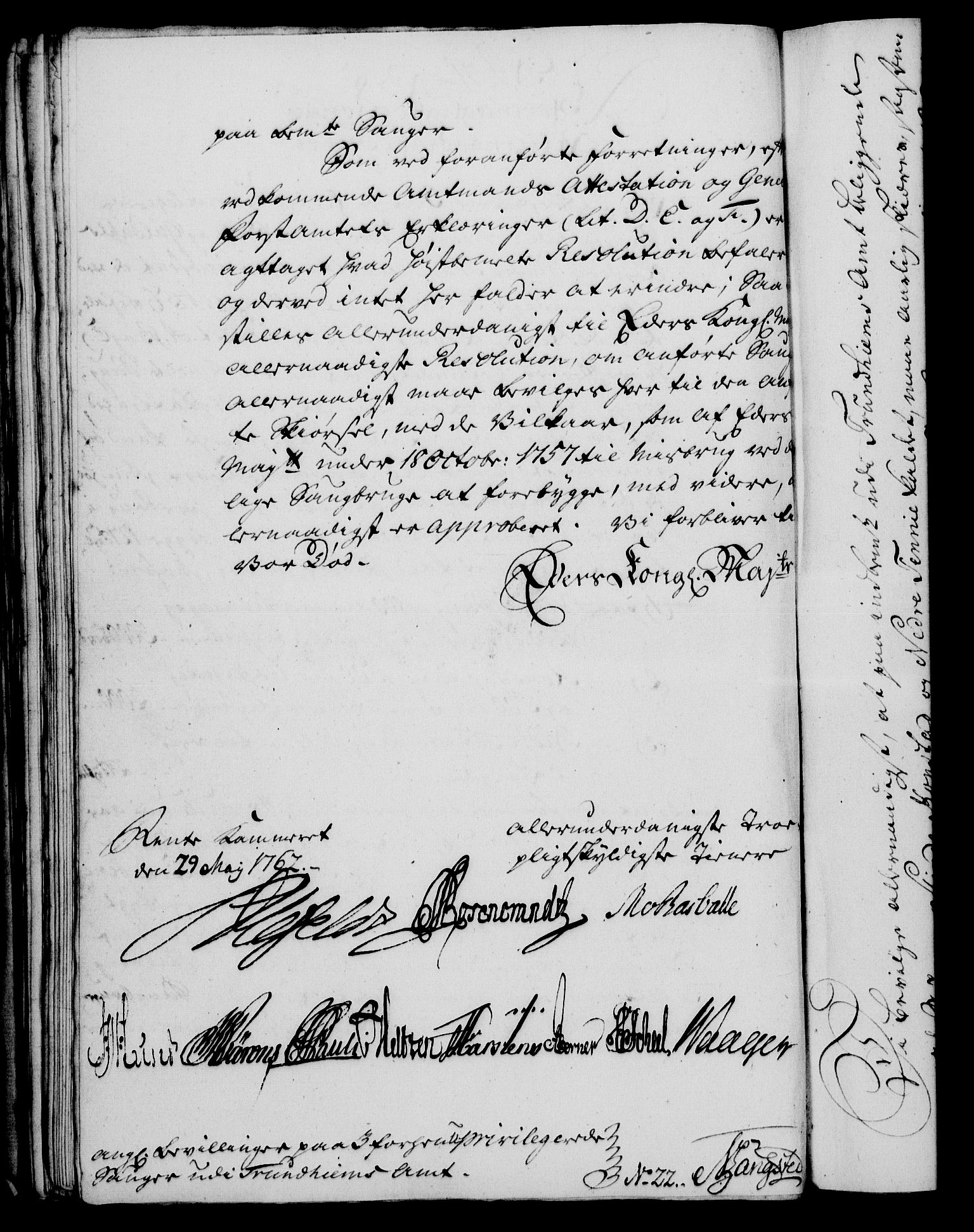 Rentekammeret, Kammerkanselliet, RA/EA-3111/G/Gf/Gfa/L0044: Norsk relasjons- og resolusjonsprotokoll (merket RK 52.44), 1762, p. 285