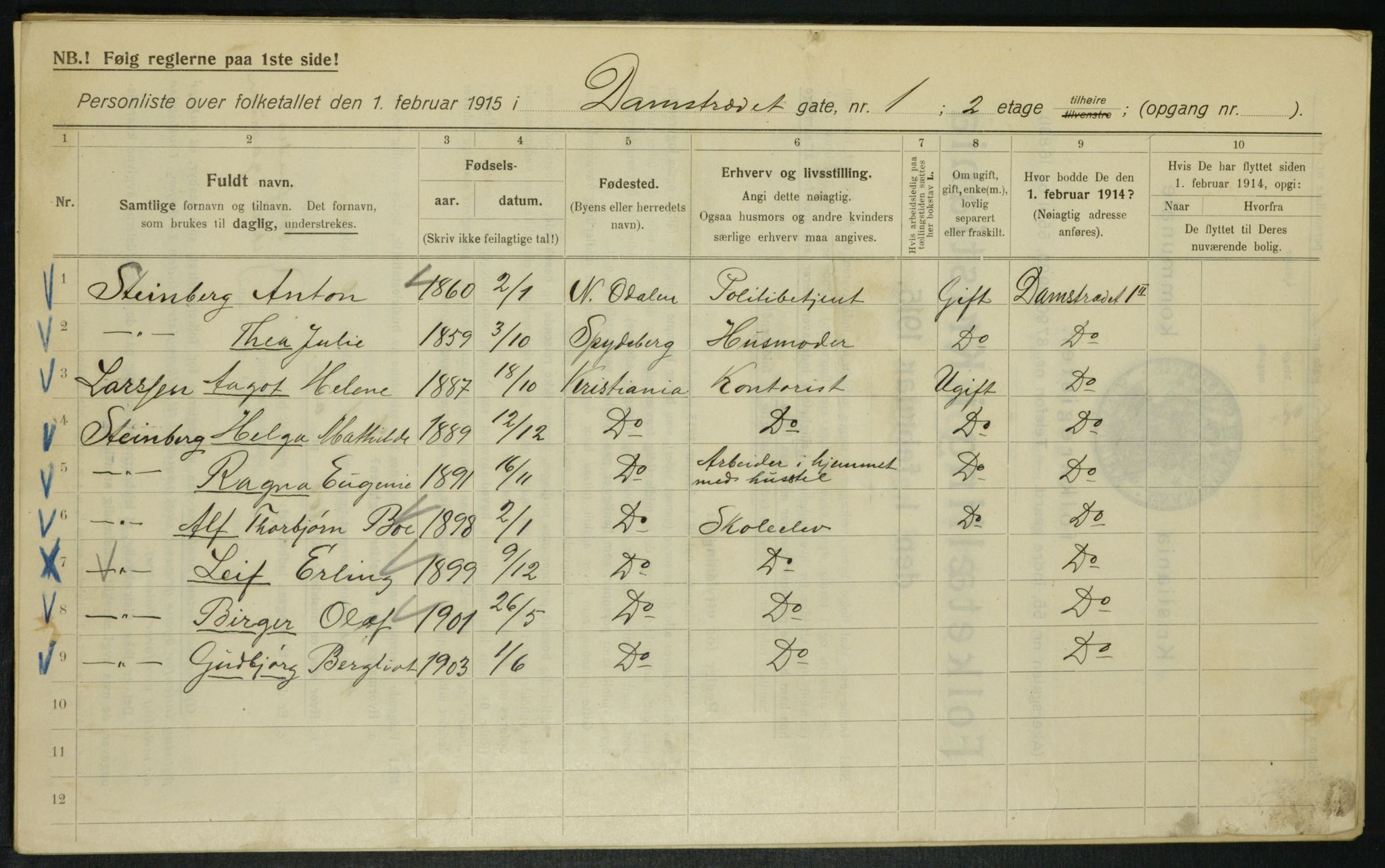 OBA, Municipal Census 1915 for Kristiania, 1915, p. 14373