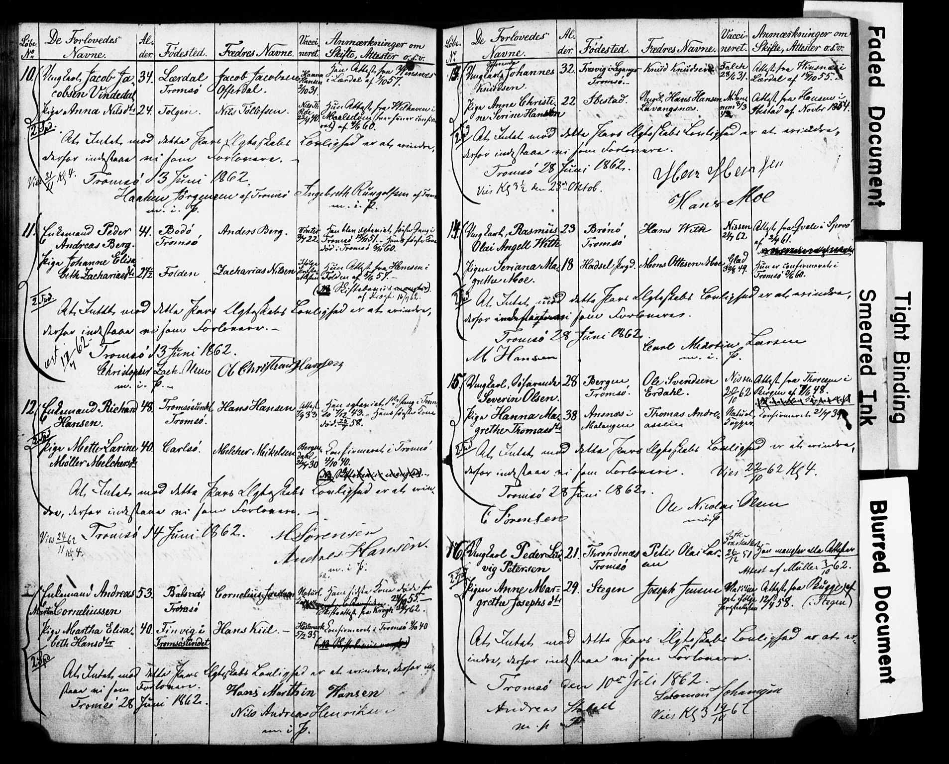 Tromsø sokneprestkontor/stiftsprosti/domprosti, AV/SATØ-S-1343/H/Hc/L0097: Banns register no. 97, 1851-1872