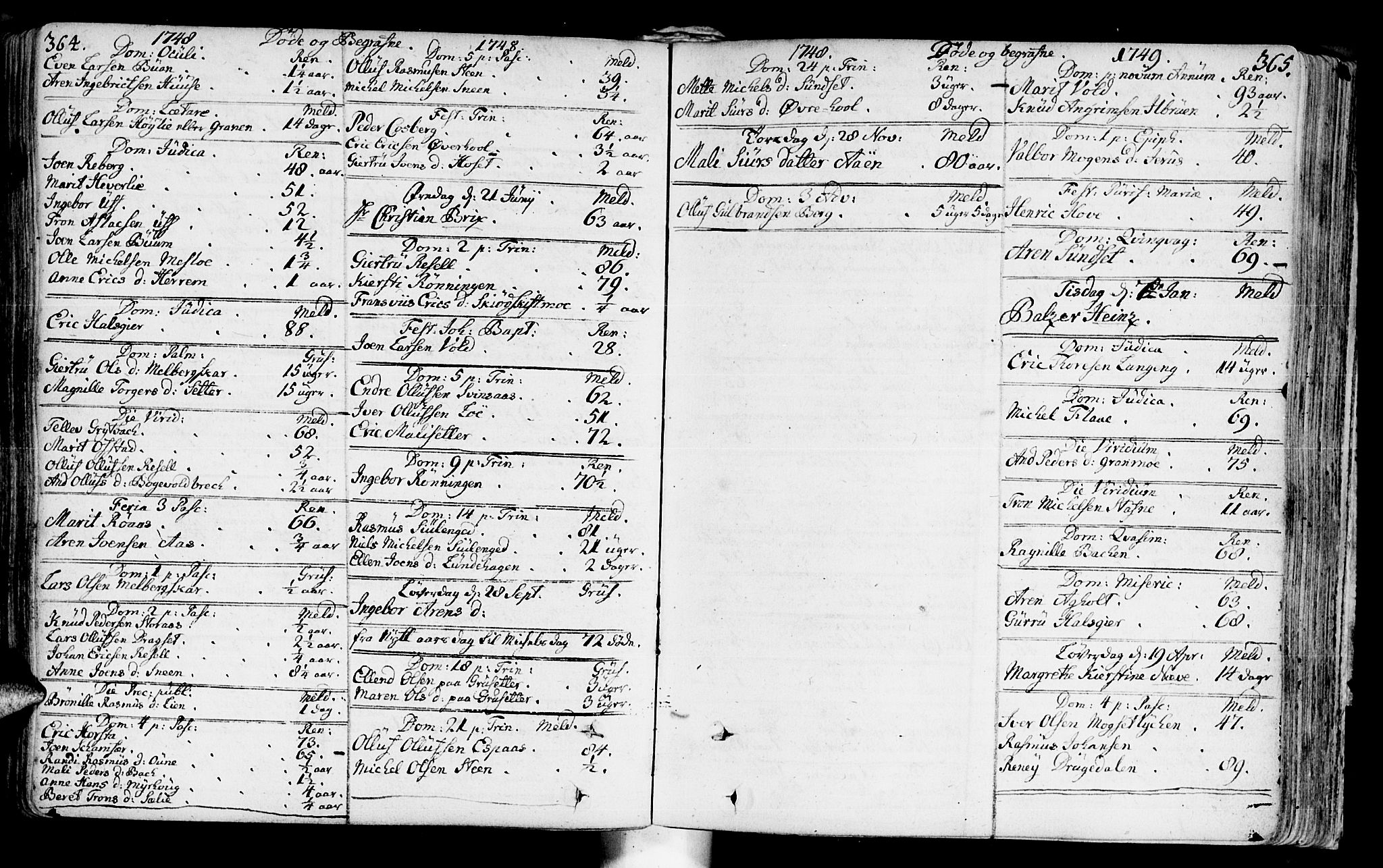 Ministerialprotokoller, klokkerbøker og fødselsregistre - Sør-Trøndelag, SAT/A-1456/672/L0850: Parish register (official) no. 672A03, 1725-1751, p. 364-365