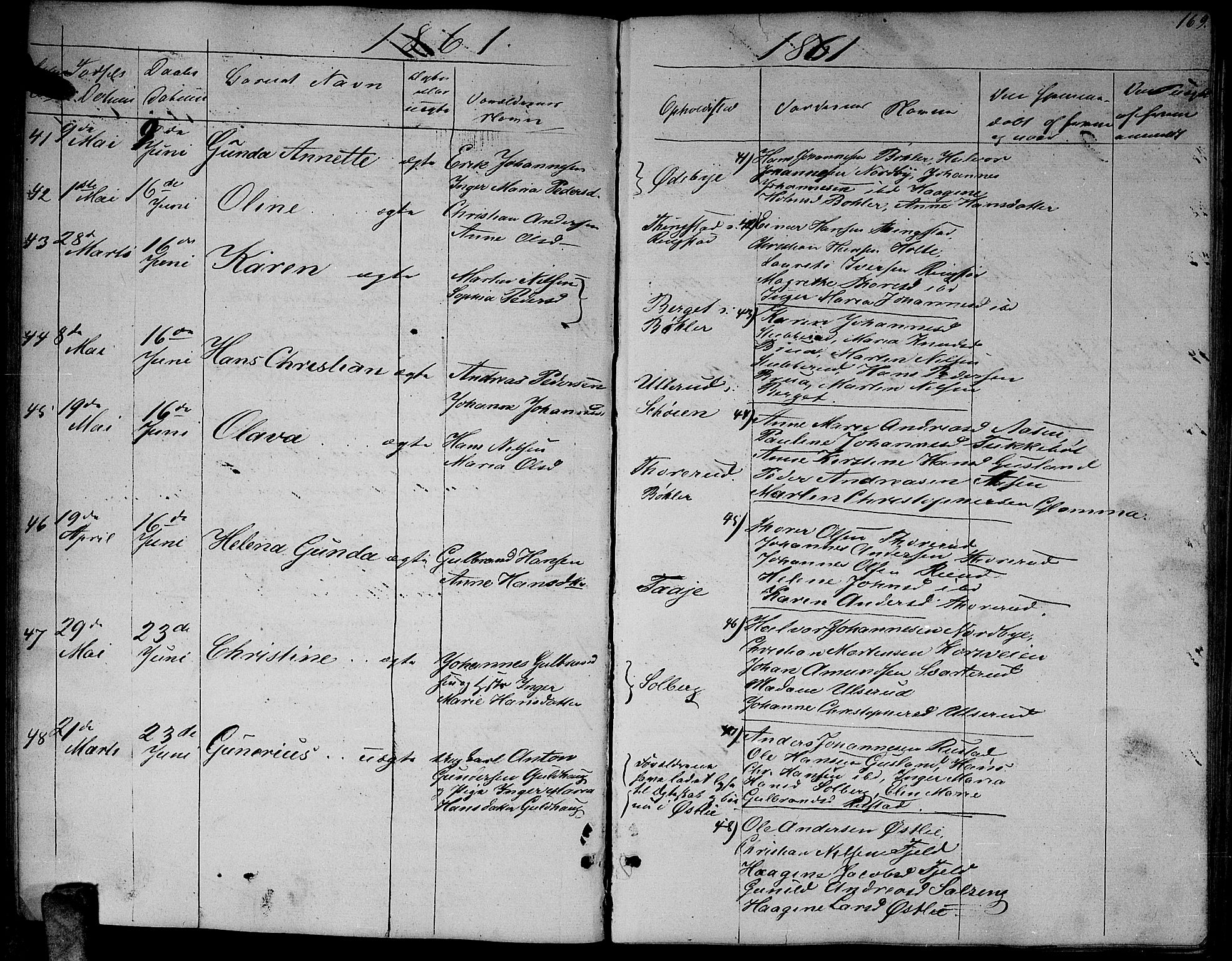 Enebakk prestekontor Kirkebøker, SAO/A-10171c/G/Ga/L0004: Parish register (copy) no. I 4, 1850-1866, p. 169