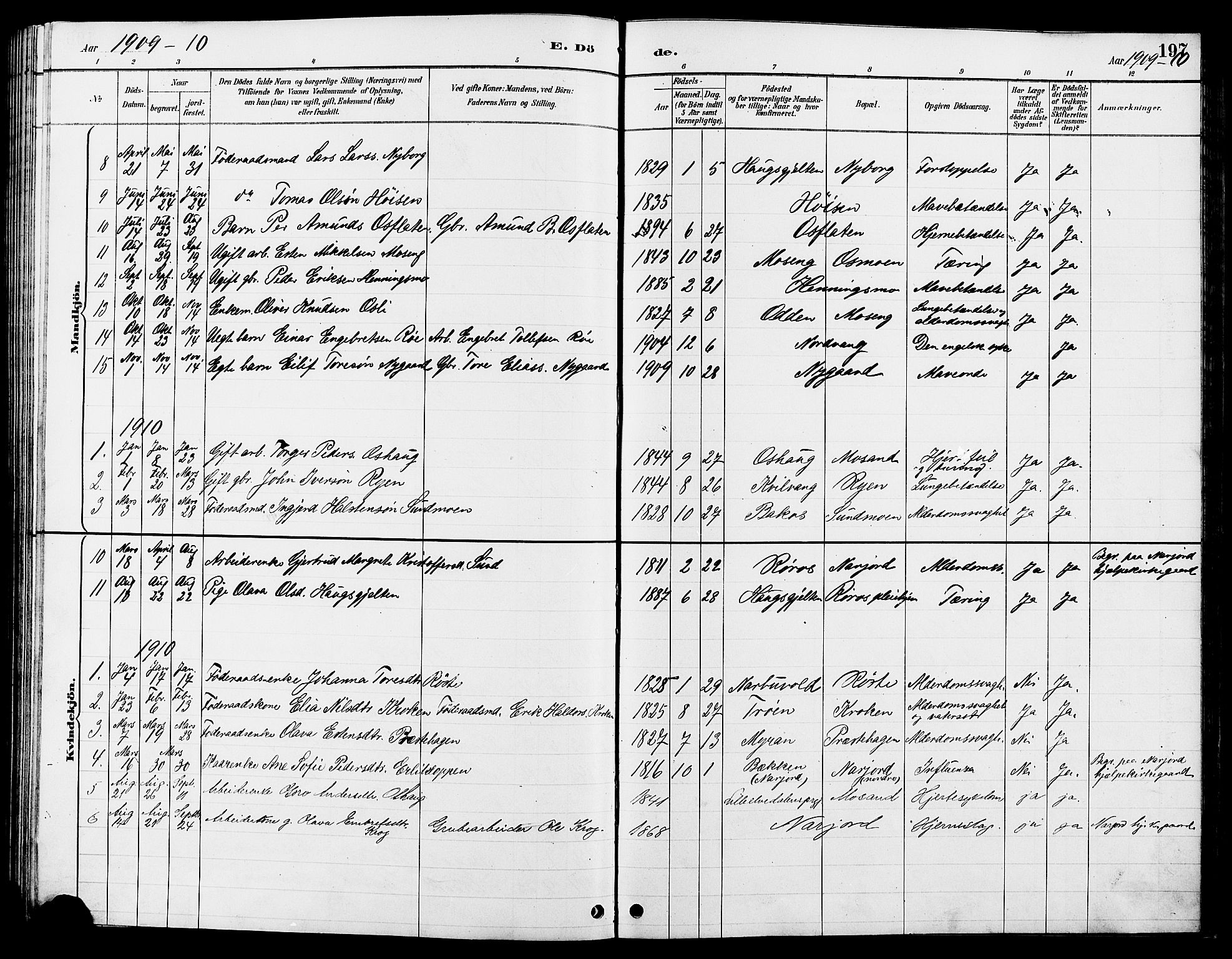 Tolga prestekontor, AV/SAH-PREST-062/L/L0008: Parish register (copy) no. 8, 1887-1912, p. 197