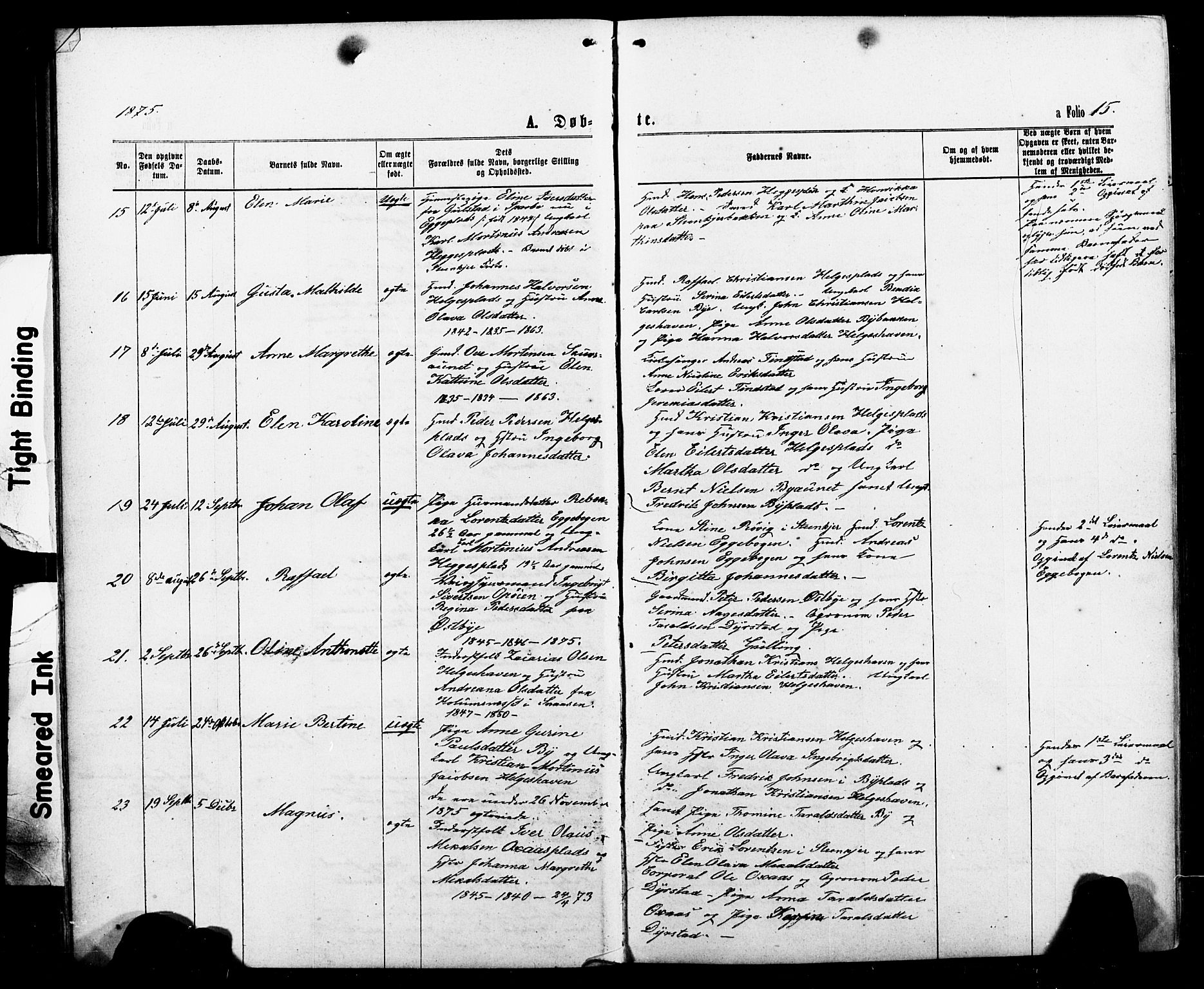 Ministerialprotokoller, klokkerbøker og fødselsregistre - Nord-Trøndelag, SAT/A-1458/740/L0380: Parish register (copy) no. 740C01, 1868-1902, p. 15