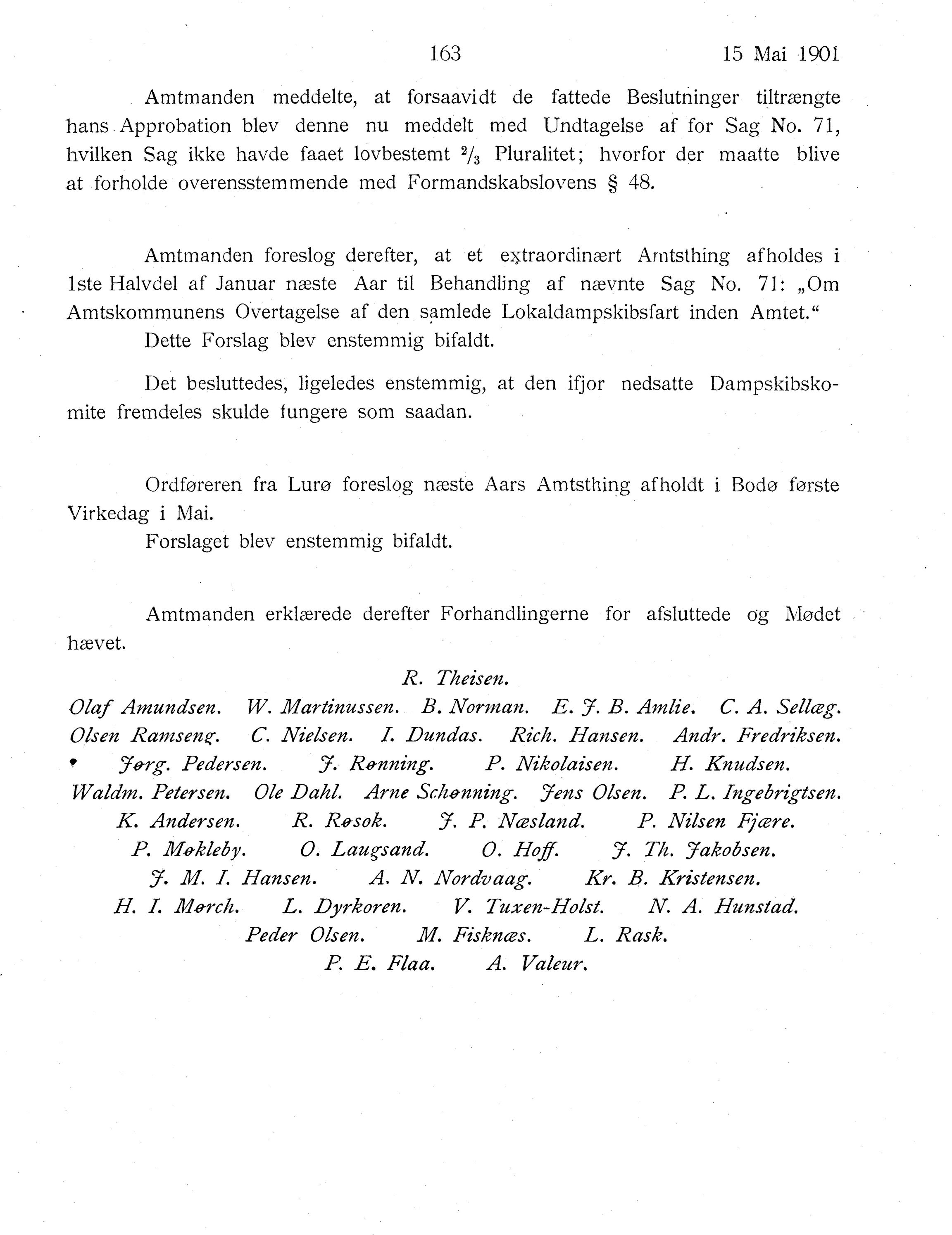 Nordland Fylkeskommune. Fylkestinget, AIN/NFK-17/176/A/Ac/L0024: Fylkestingsforhandlinger 1901, 1901