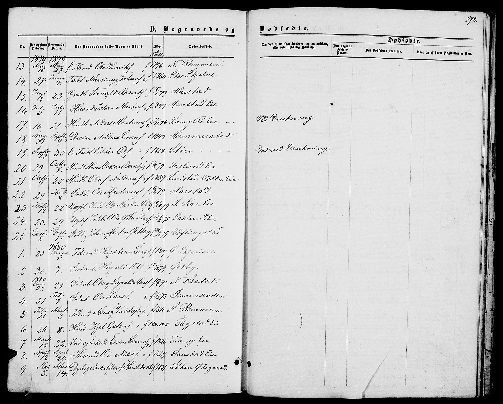 Stange prestekontor, SAH/PREST-002/L/L0006: Parish register (copy) no. 6, 1864-1882, p. 278