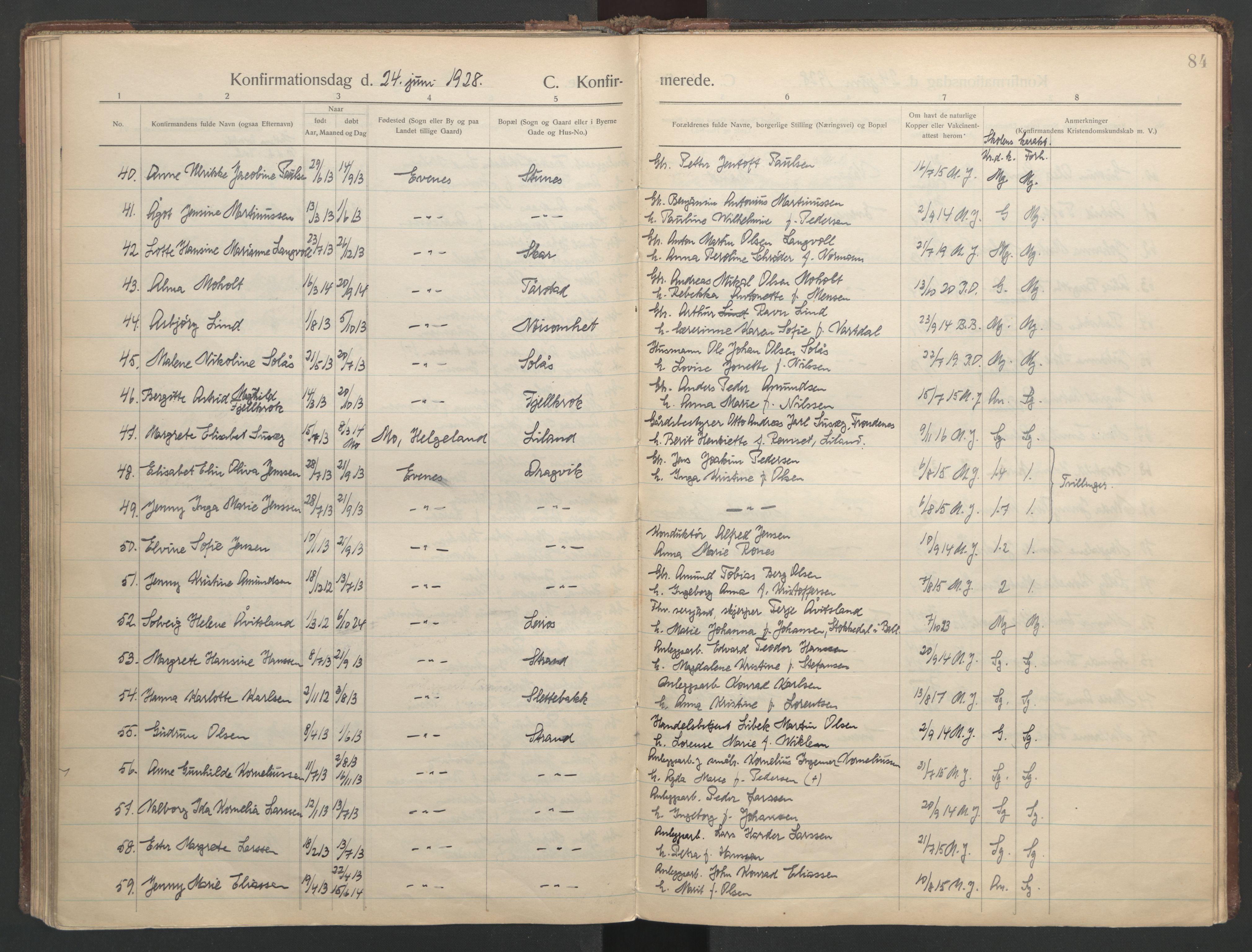 Ministerialprotokoller, klokkerbøker og fødselsregistre - Nordland, AV/SAT-A-1459/863/L0901: Parish register (official) no. 863A13, 1906-1934, p. 84