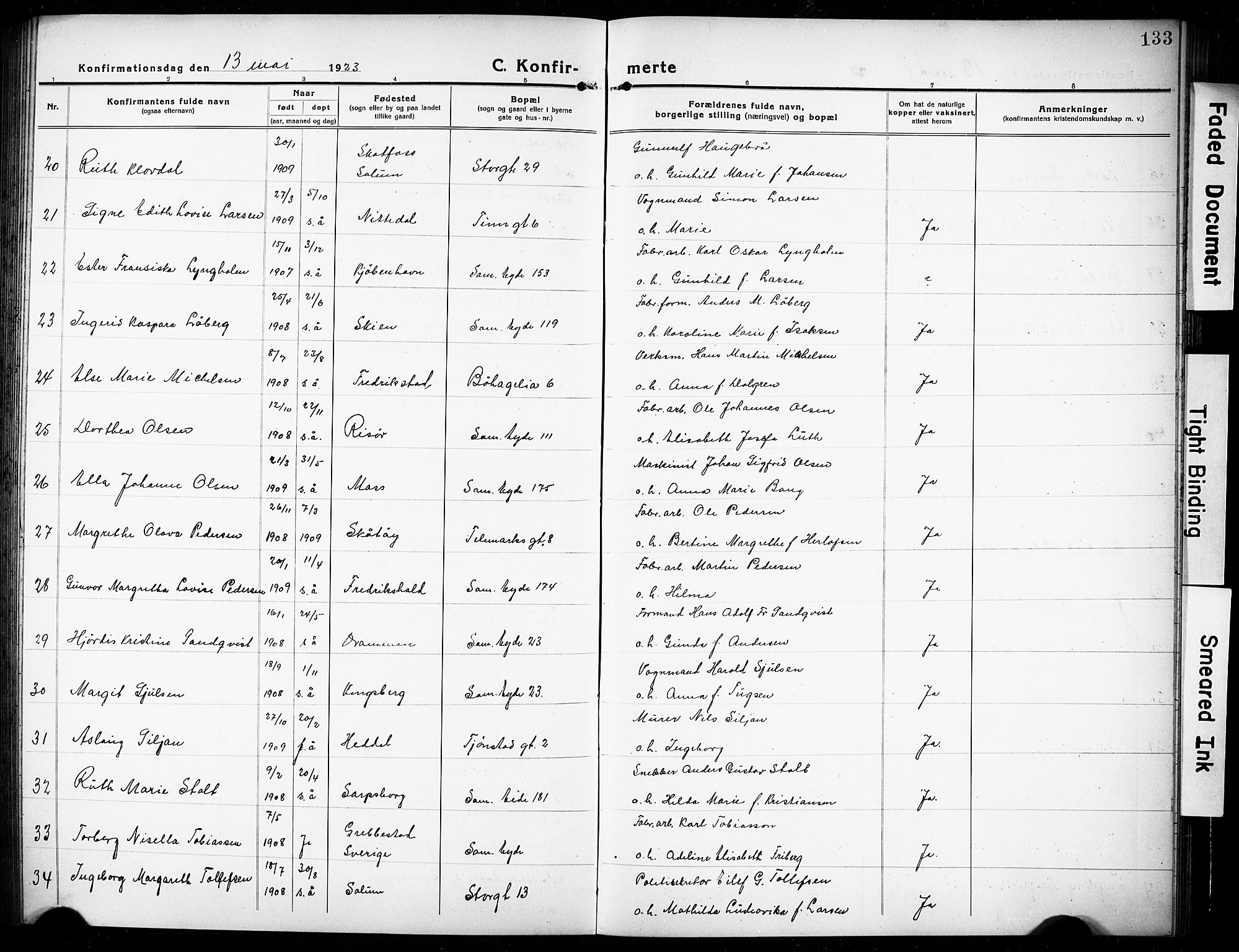 Rjukan kirkebøker, AV/SAKO-A-294/G/Ga/L0003: Parish register (copy) no. 3, 1920-1928, p. 133