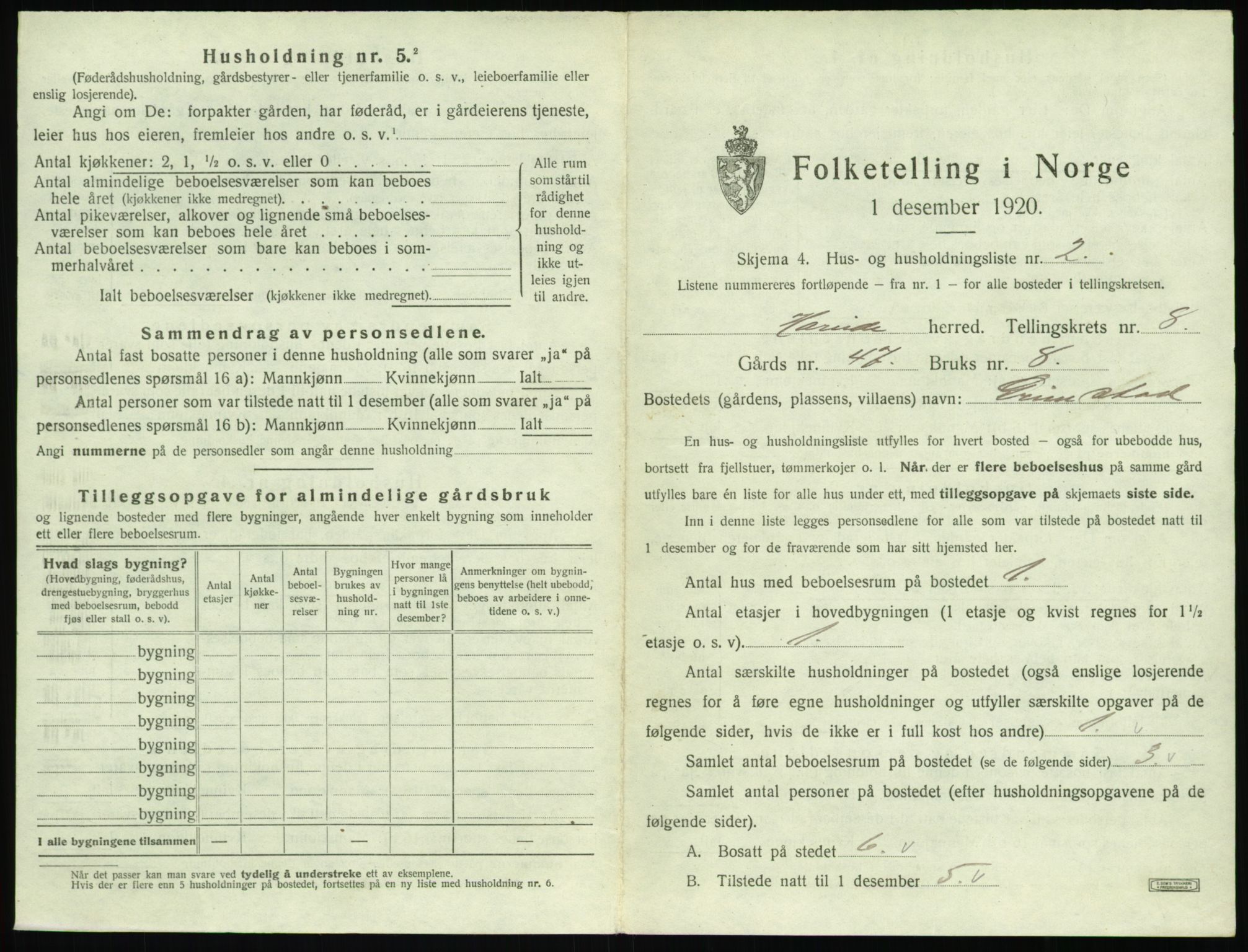 SAT, 1920 census for Hareid, 1920, p. 385