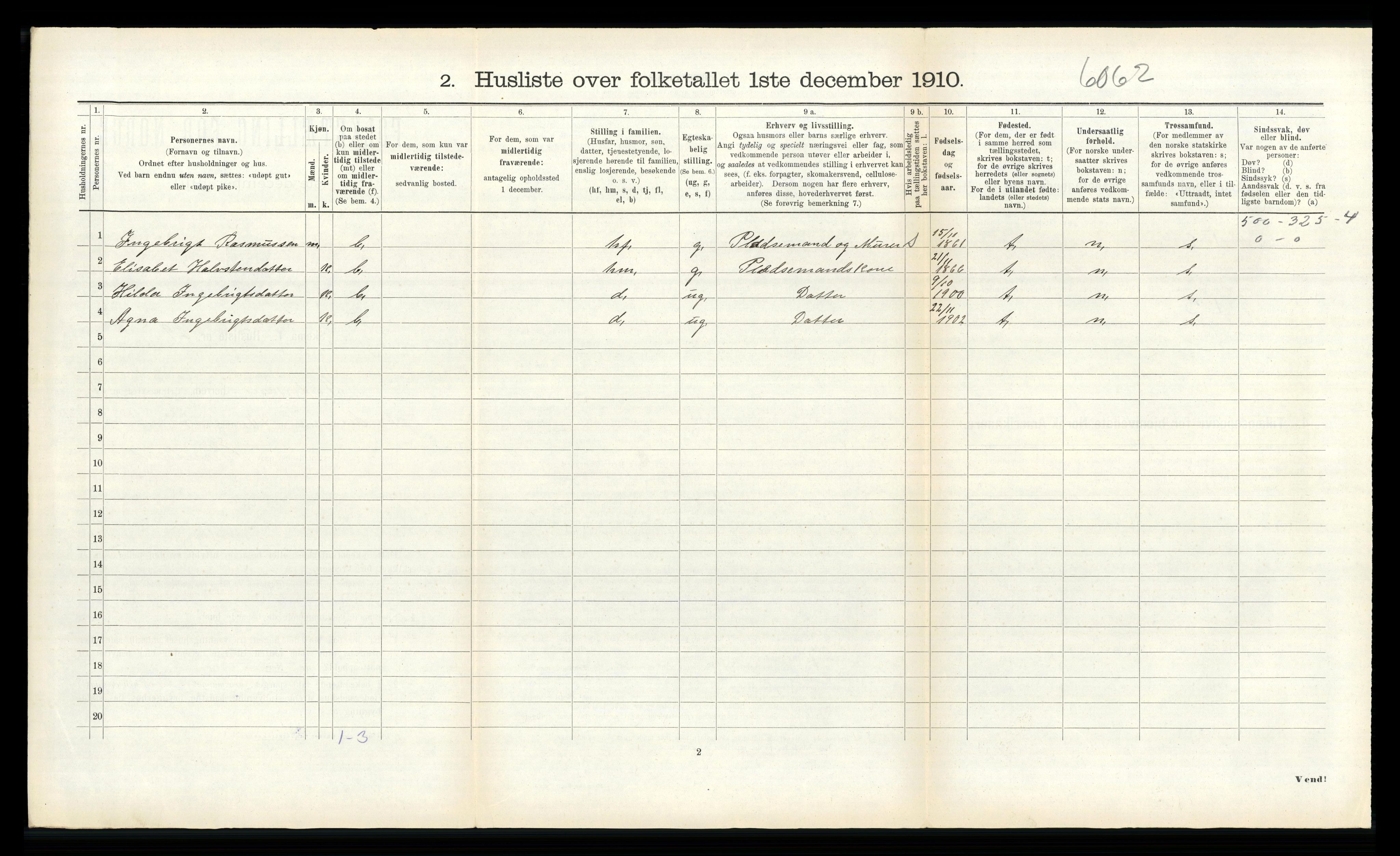 RA, 1910 census for Innvik, 1910, p. 1007