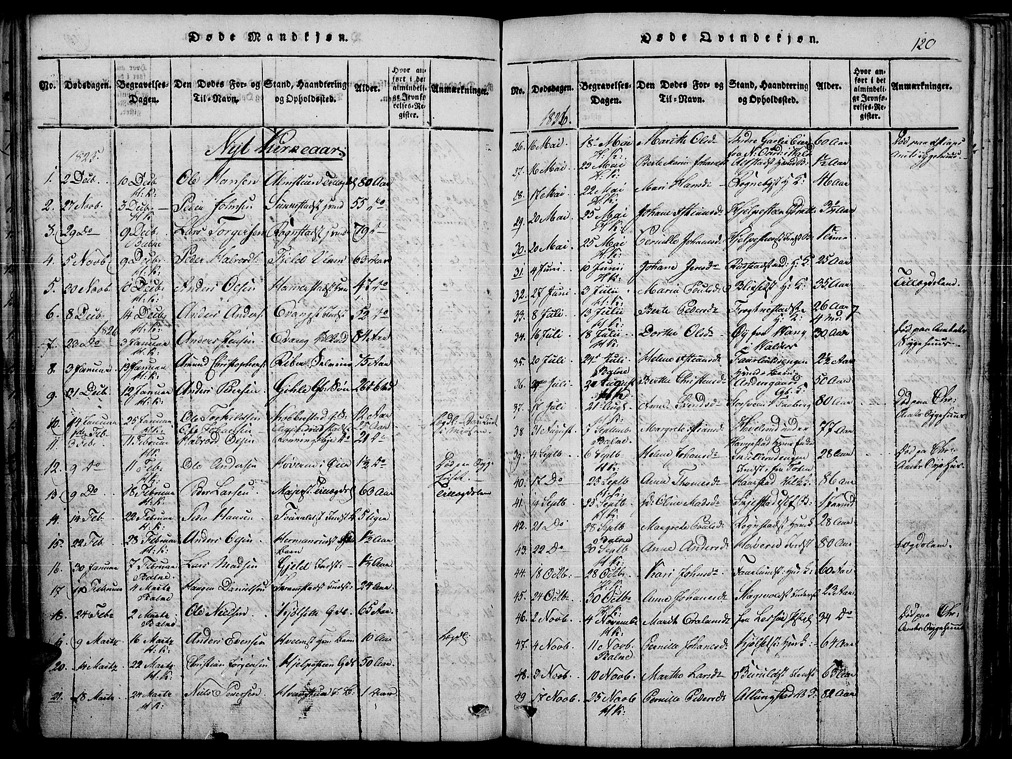 Toten prestekontor, SAH/PREST-102/H/Ha/Haa/L0010: Parish register (official) no. 10, 1820-1828, p. 120