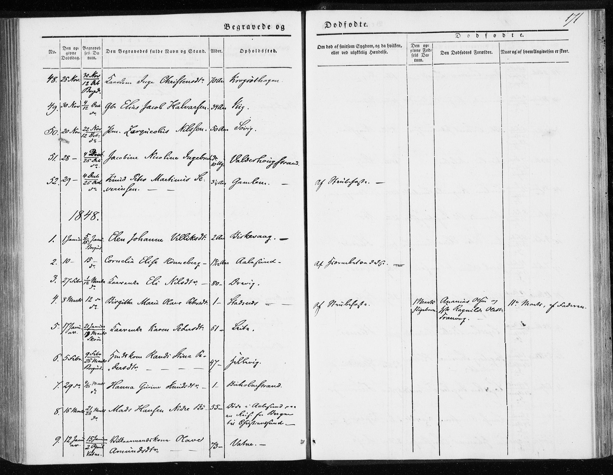 Ministerialprotokoller, klokkerbøker og fødselsregistre - Møre og Romsdal, AV/SAT-A-1454/528/L0415: Curate's parish register no. 528B03, 1843-1852, p. 171