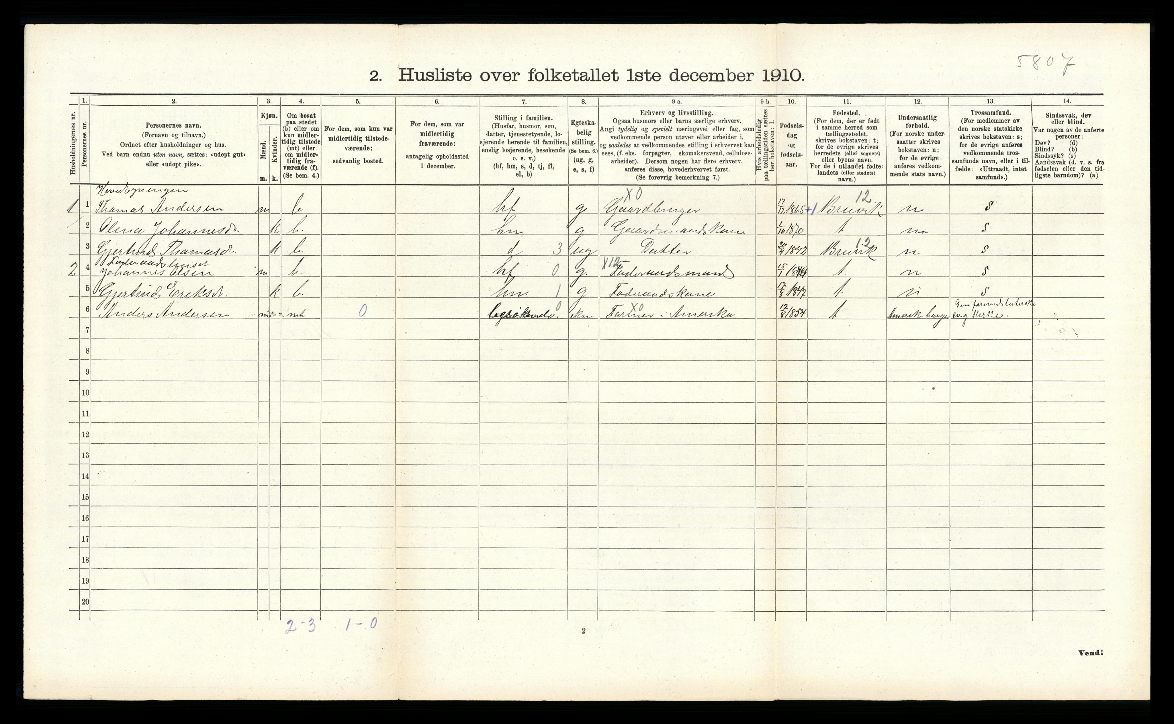 RA, 1910 census for Haus, 1910, p. 953