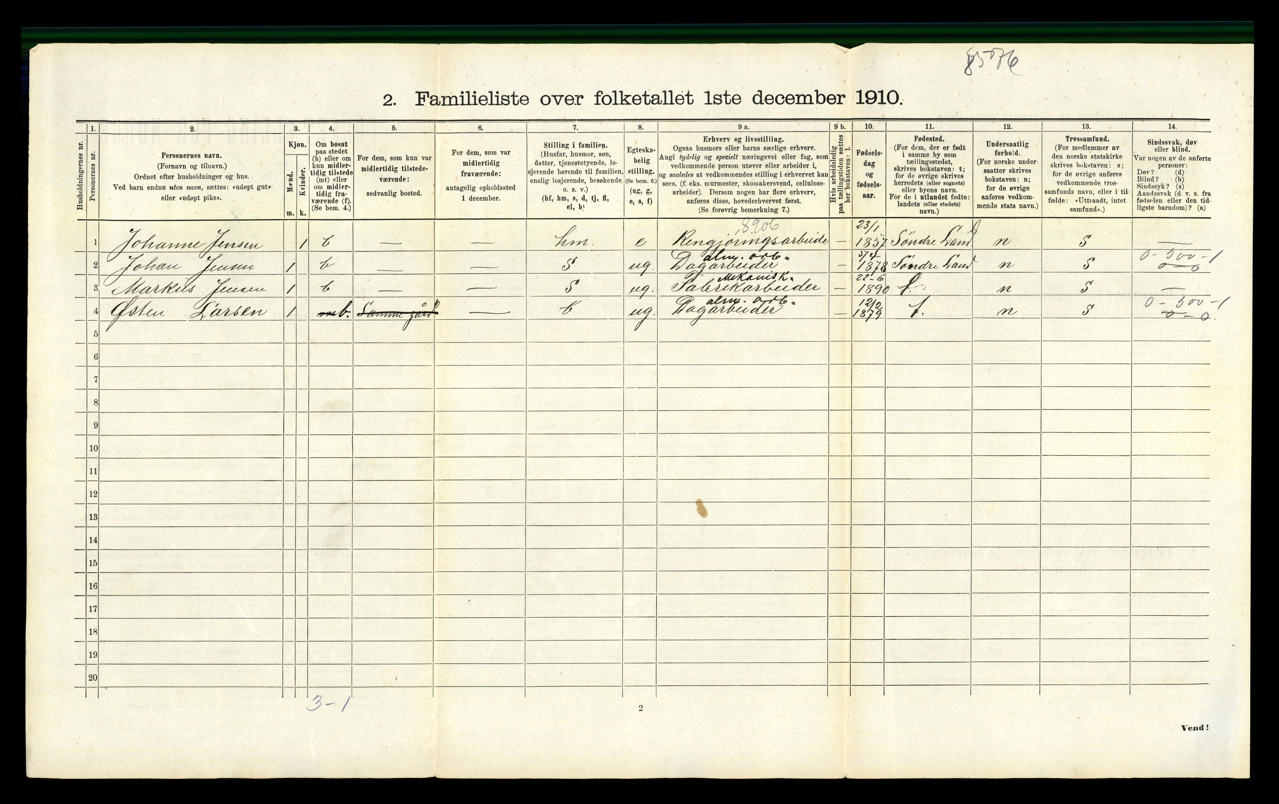 RA, 1910 census for Gjøvik, 1910, p. 1363