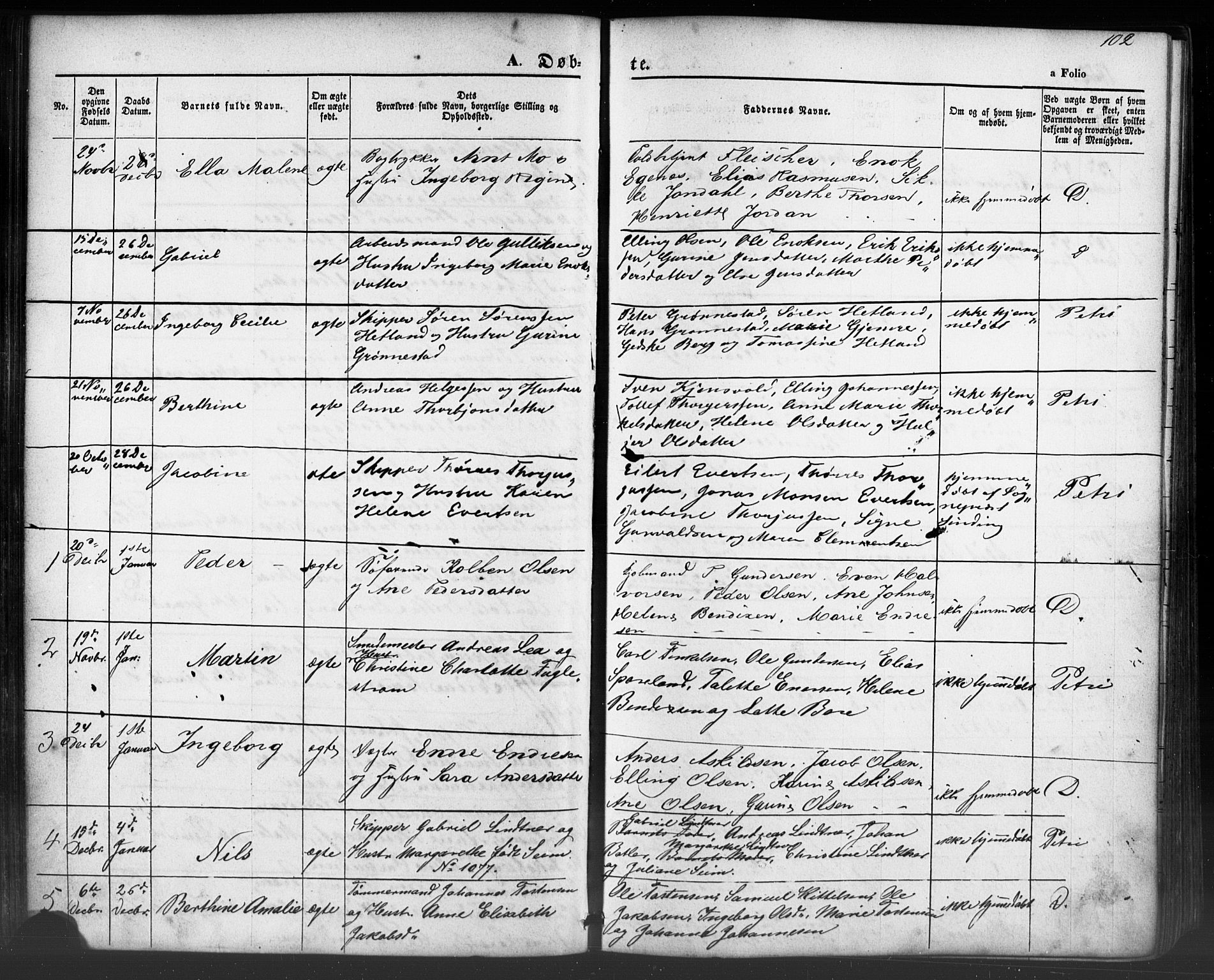 Domkirken sokneprestkontor, SAST/A-101812/001/30/30BB/L0012: Parish register (copy) no. B 12, 1860-1871, p. 102