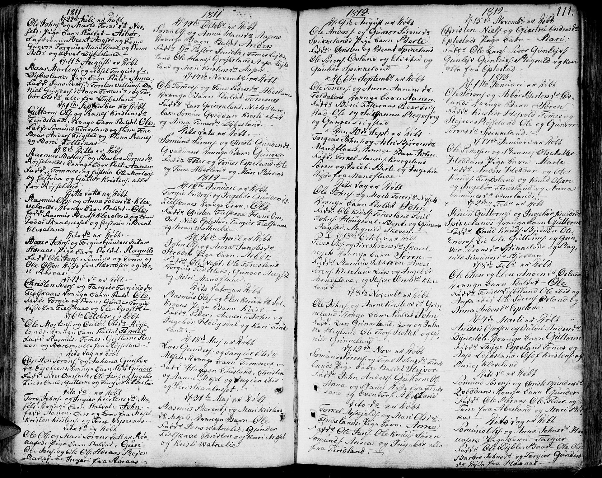 Bjelland sokneprestkontor, SAK/1111-0005/F/Fa/Faa/L0001: Parish register (official) no. A 1 /2, 1793-1815, p. 111