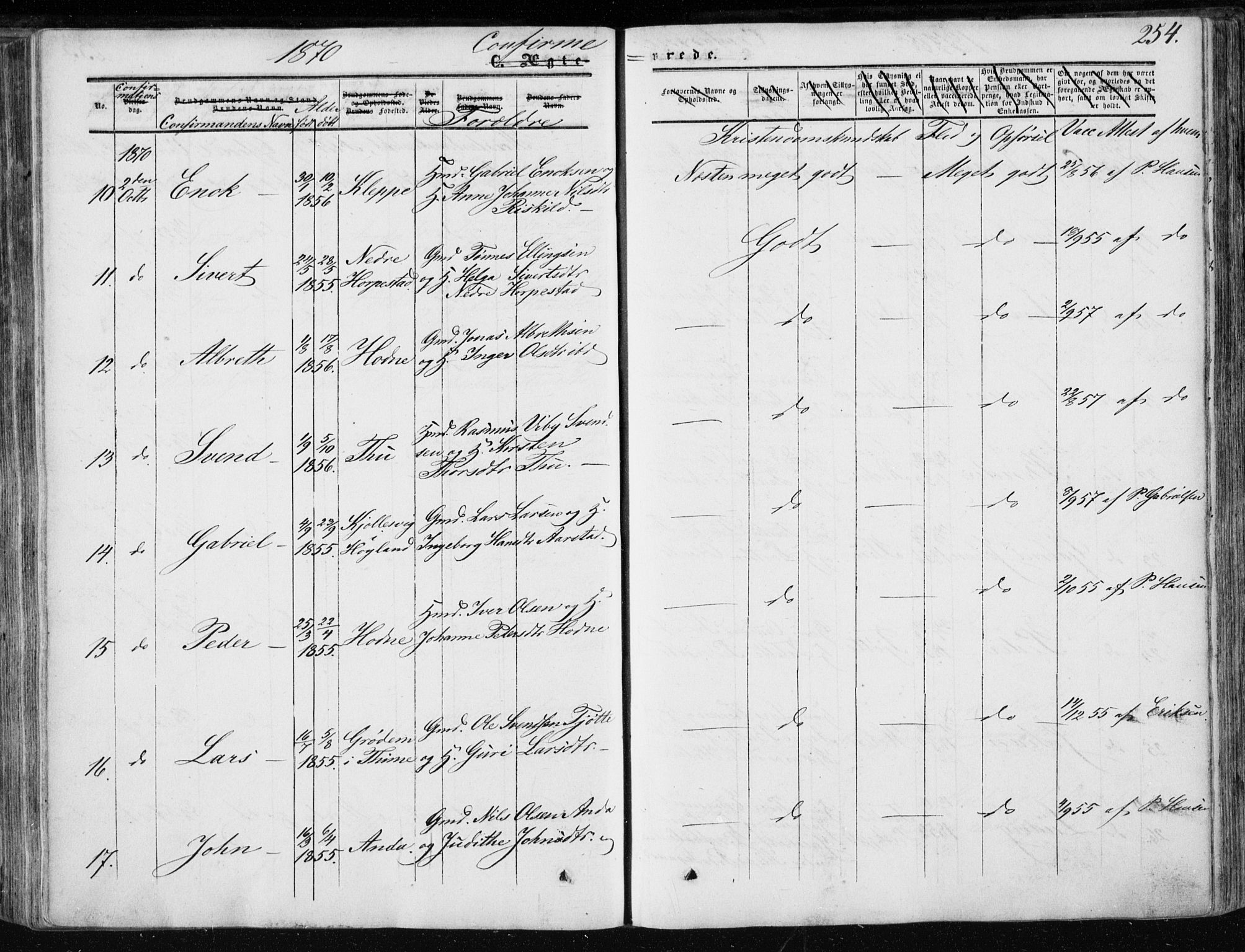 Klepp sokneprestkontor, AV/SAST-A-101803/001/3/30BA/L0005: Parish register (official) no. A 5, 1853-1870, p. 254