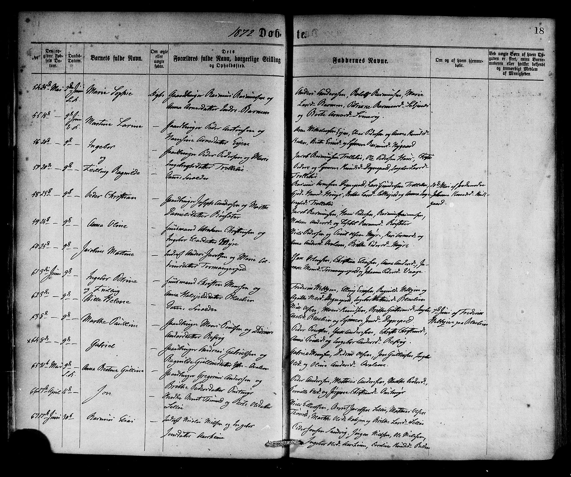 Selje sokneprestembete, SAB/A-99938/H/Ha/Haa/Haaa: Parish register (official) no. A 12, 1870-1880, p. 18