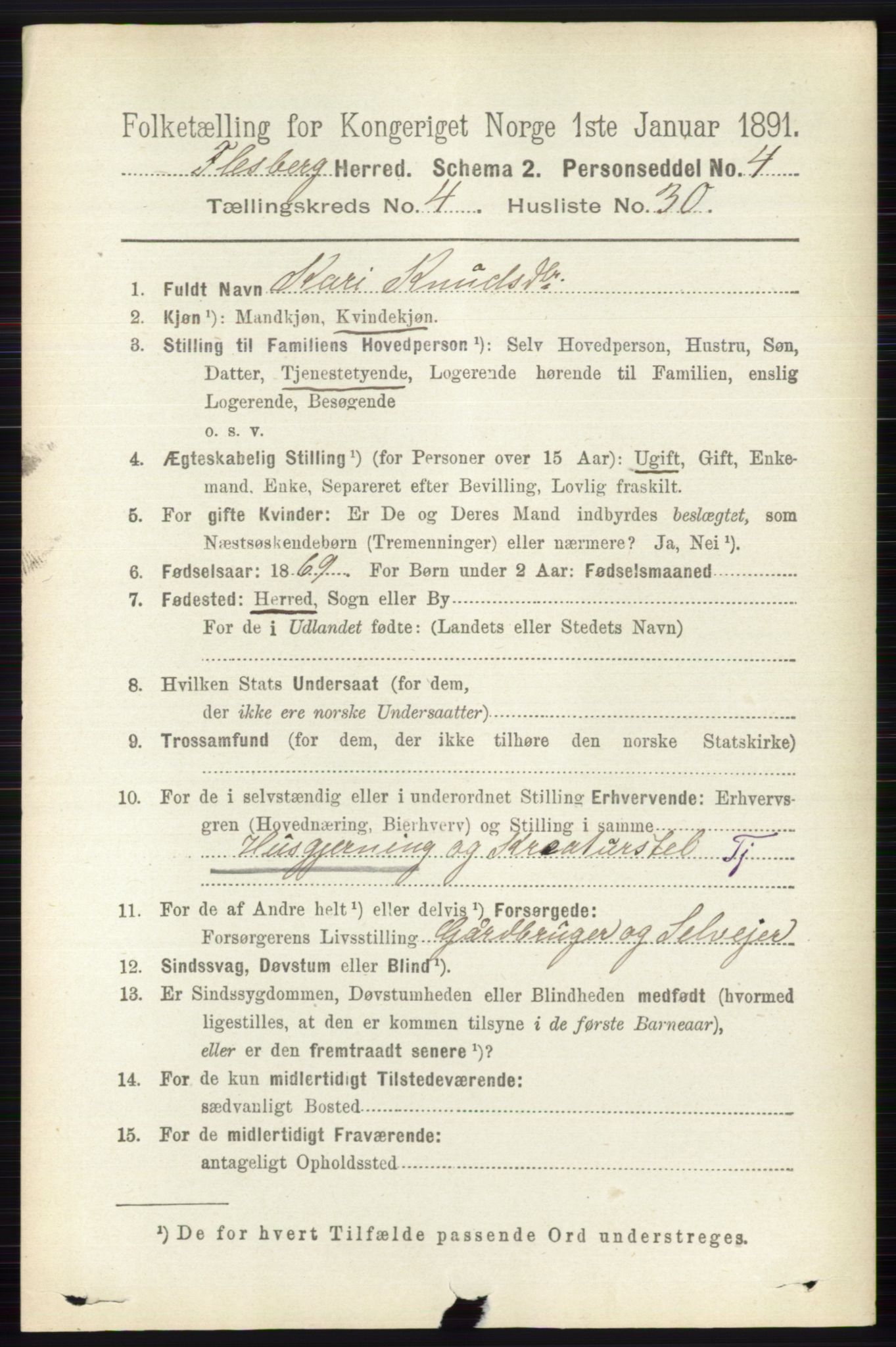 RA, 1891 census for 0631 Flesberg, 1891, p. 684