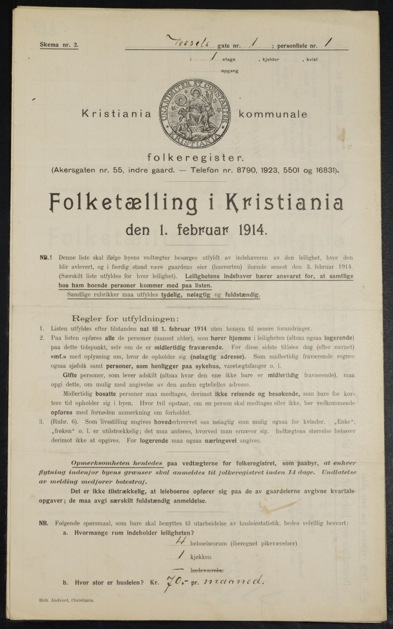 OBA, Municipal Census 1914 for Kristiania, 1914, p. 128923