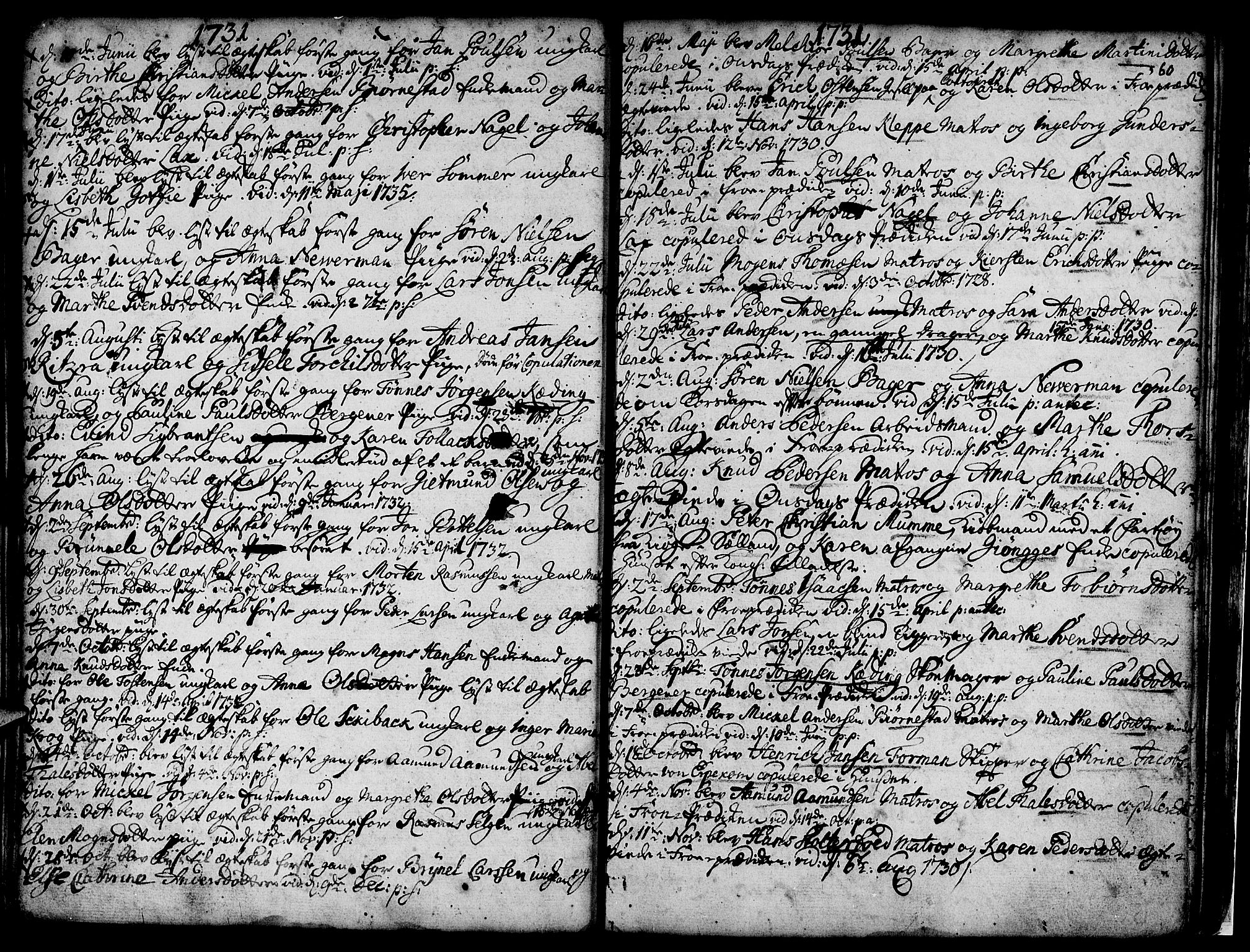 Nykirken Sokneprestembete, AV/SAB-A-77101/H/Haa/L0007: Parish register (official) no. A 7, 1719-1781, p. 60