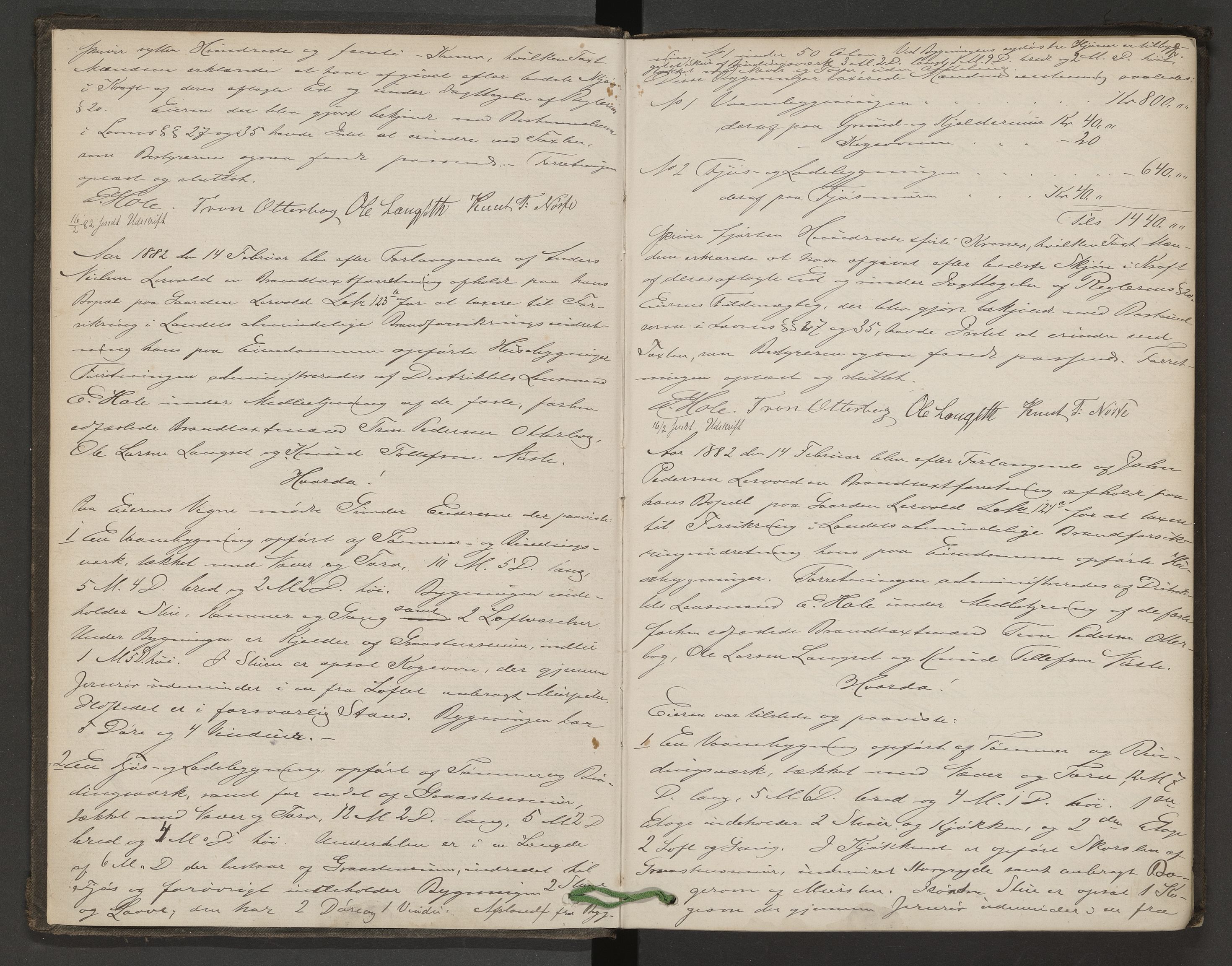 Norges Brannkasse Nesset, AV/SAT-A-5501/F/Fa/L0003: Branntakstprotokoll, 1882-1890, p. 1b-2a