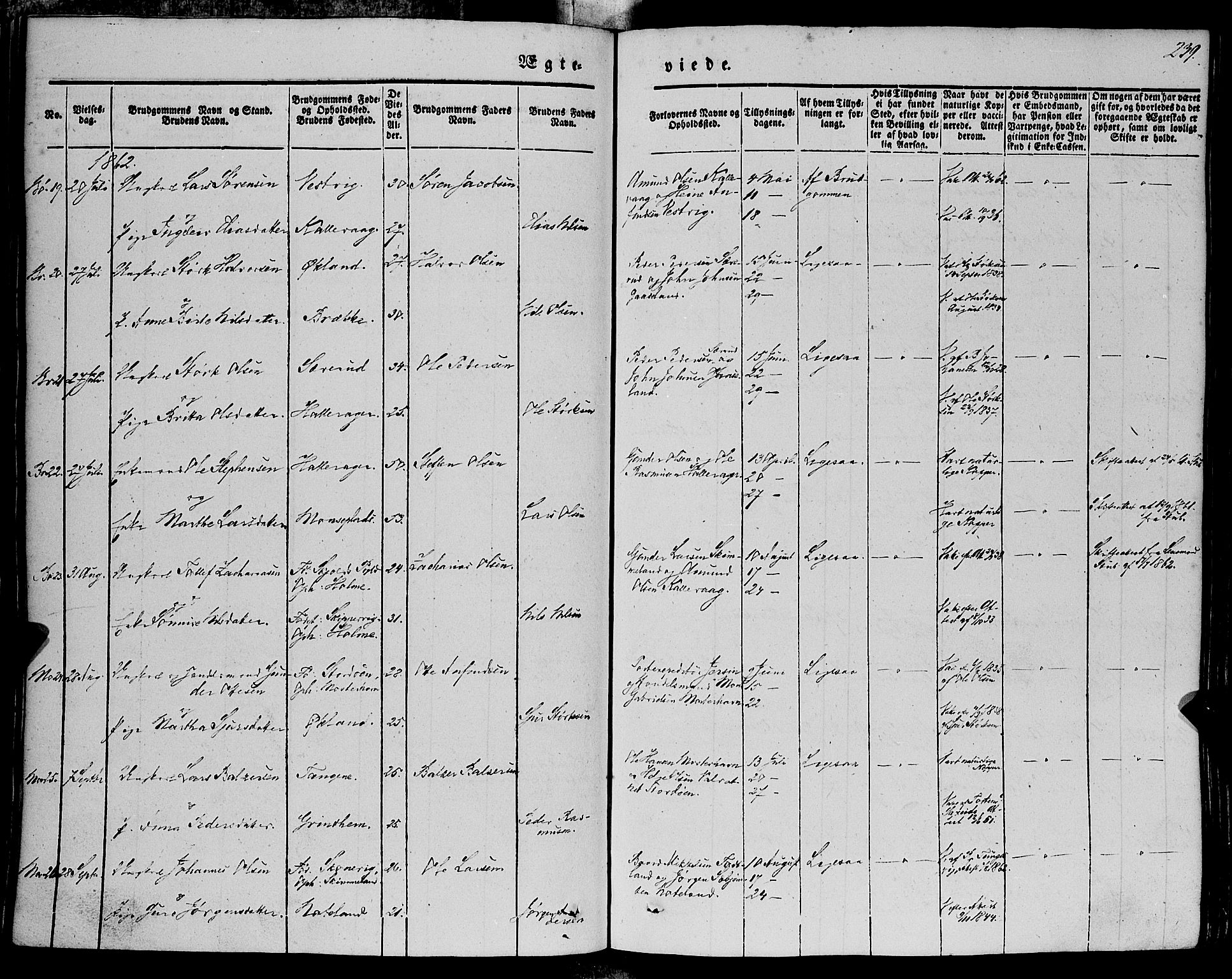 Finnås sokneprestembete, SAB/A-99925/H/Ha/Haa/Haaa/L0007: Parish register (official) no. A 7, 1850-1862, p. 239