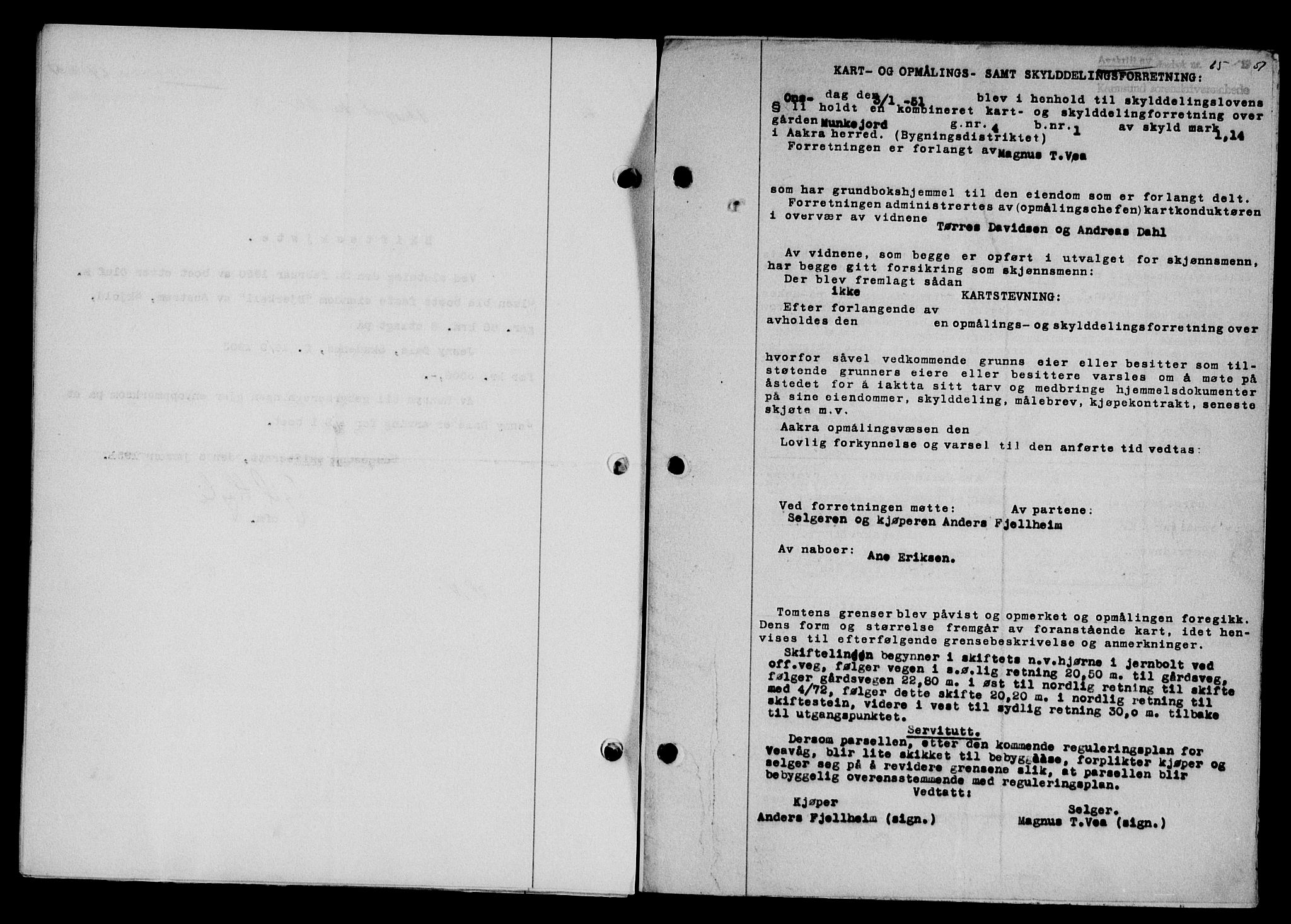Karmsund sorenskriveri, SAST/A-100311/01/II/IIB/L0101: Mortgage book no. 81A, 1950-1951, Diary no: : 65/1951